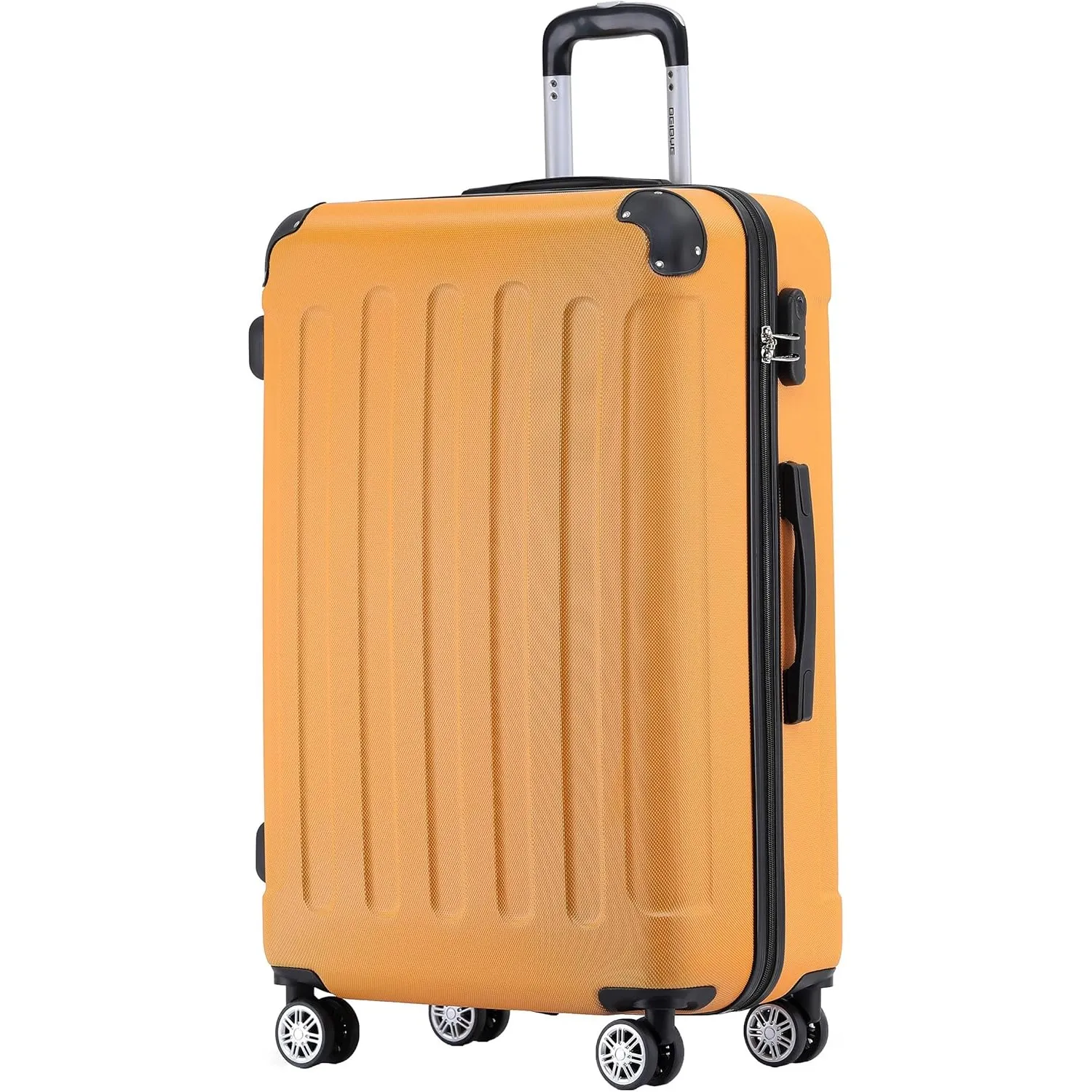 BEIBYE Reisekoffer L 66 cm – Hartschalenkoffer aus ABS mit Doppelrollen für Urlaubsreisen, Orangen