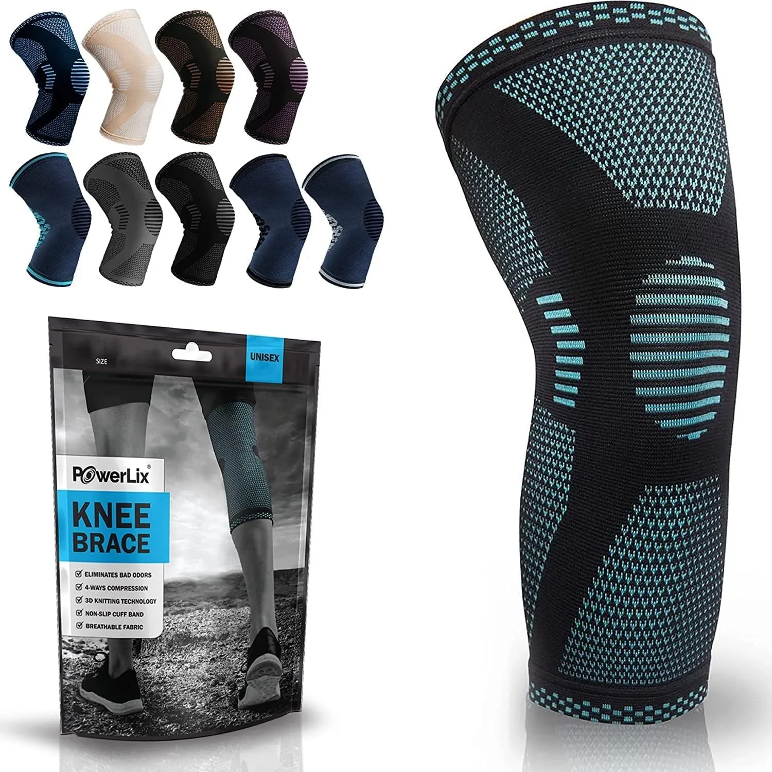 POWERLIX Athletics Kniebandage, Kompressionsbandage für Laufen, Joggen, Sport, Basketball, Gelenkschmerzen, Arthritis u…