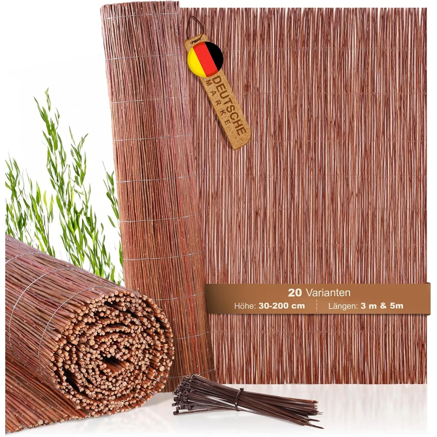 BOOGARDI Weidenmatte - 20 Größen - Weidenzaun 150 cm hoch x 500 cm lang - Sichtschutzmatte Balkonverkleidung Gartenzaun…