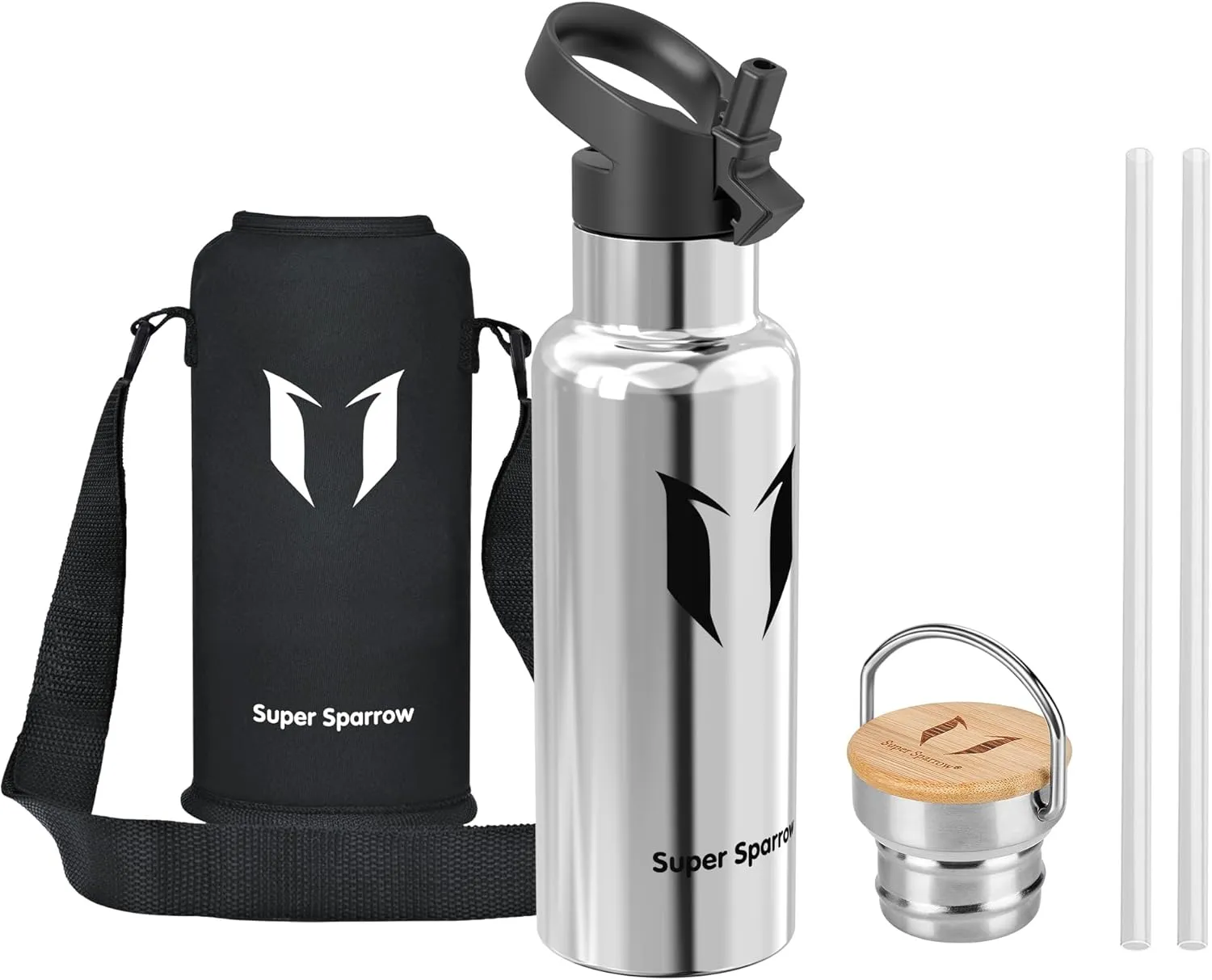 Super Sparrow Stainless Steel Water Bottle, 350 ml, 500 ml, 620 ml, 750 ml, 1 L, Leak-Proof Thermos Flask, BPA-Free Wat…