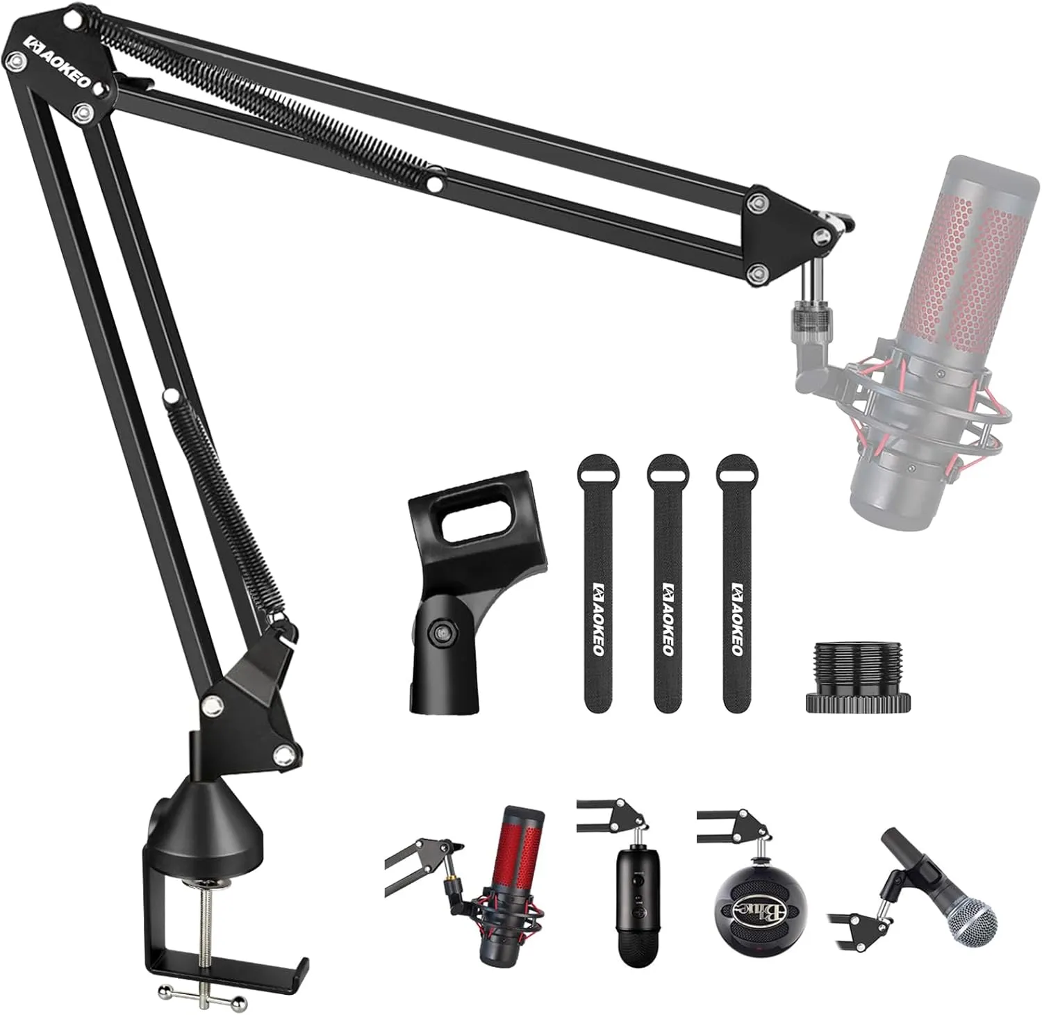Aokeo AK-35 Microphone Stand Arm for Blue Yeti, Blue Snowball, HyperX QuadCast, SoloCast, Elgato Wave, Broadcast, Studi…
