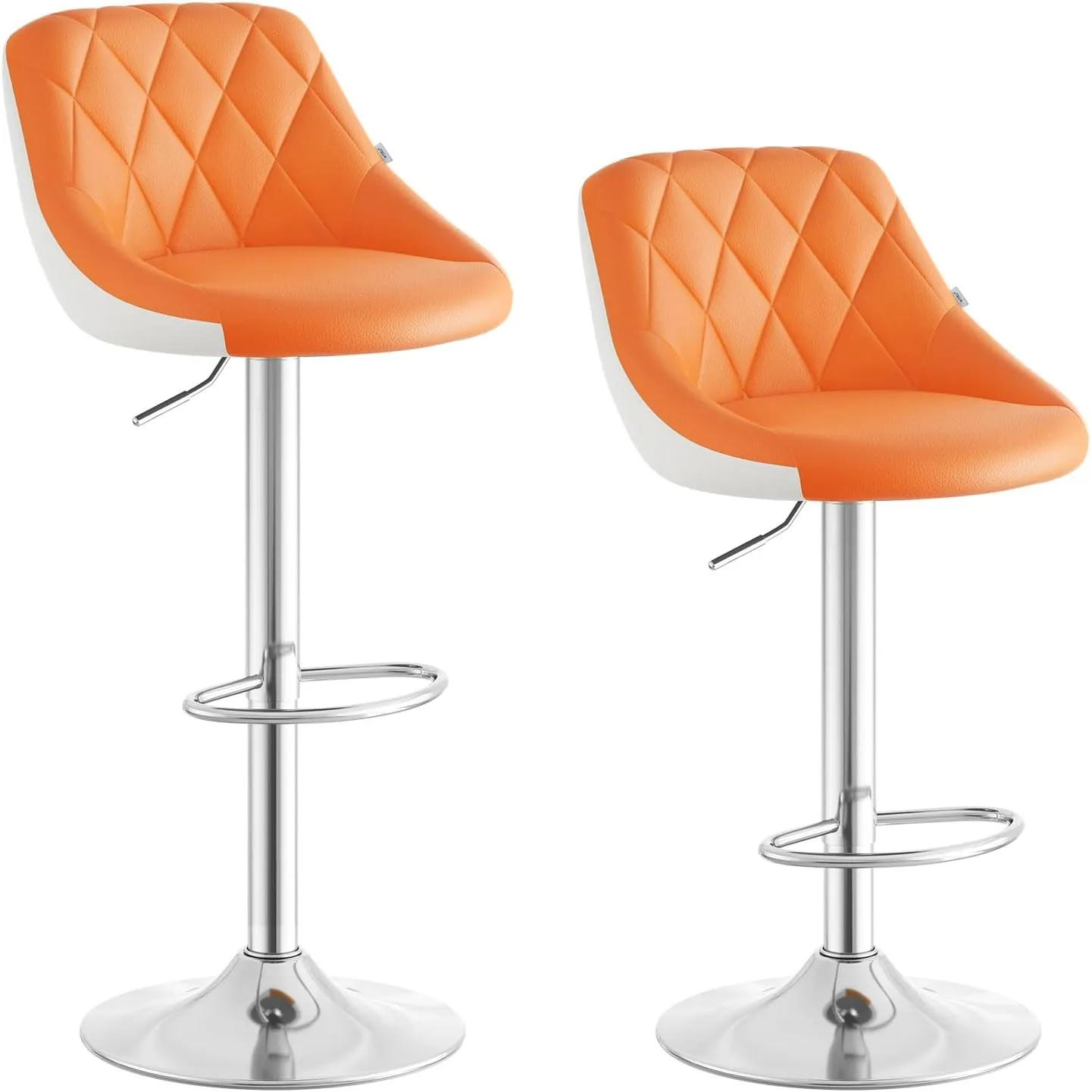 WOLTU Barhocker 2er Set, Barstuhl Höhenverstellbar, PU-Bezug, Orange