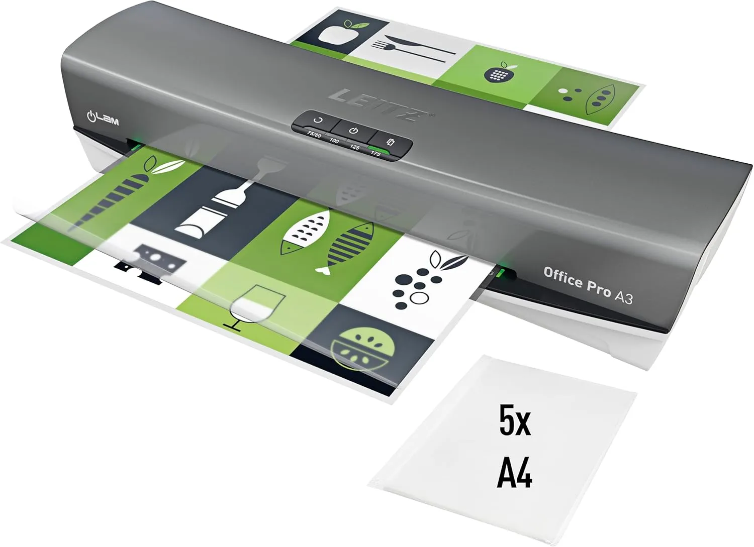 Leitz iLAM Office Pro A3 Laminiergerät, ultraschnelle Aufwärmzeit von 1 Min, für 75-175 mic Folien, Eingabehilfen-LEDs …