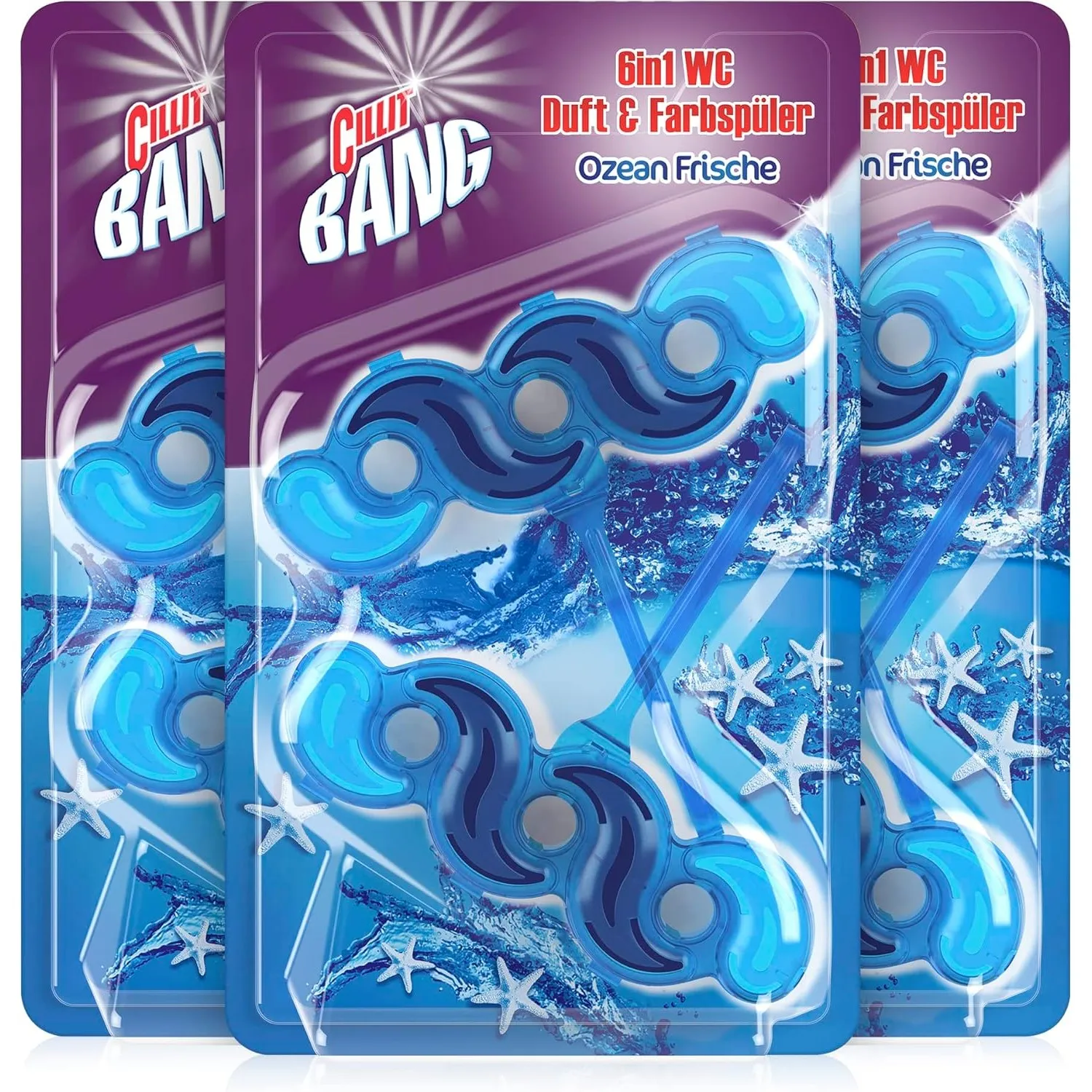 Cillit Bang Blue Wave 6 WC Blauspüler, Duopack Ozean Frische, 3er Pack (3 x 2 Stück), Toilet Cleaner