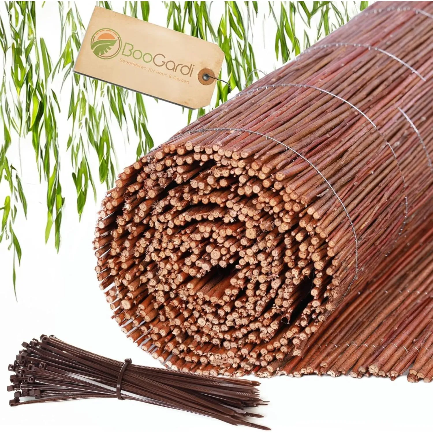 BOOGARDI Weidenmatte - 20 Größen - Weidenzaun 150 cm hoch x 300 cm lang - Sichtschutzmatte Balkonverkleidung Gartenzaun…