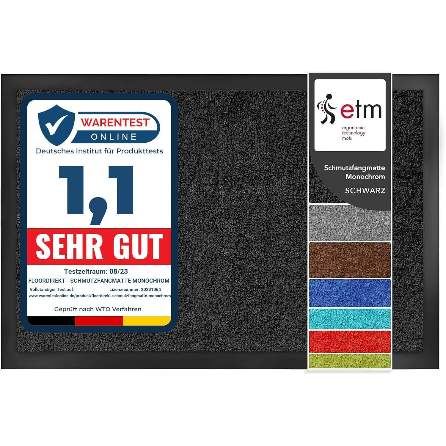 etm Schmutzfangmatte ColorLine | Türmatte in vielen Größen | Fußmatte für Innenbereich | Rutschfester Teppich für Flur,…