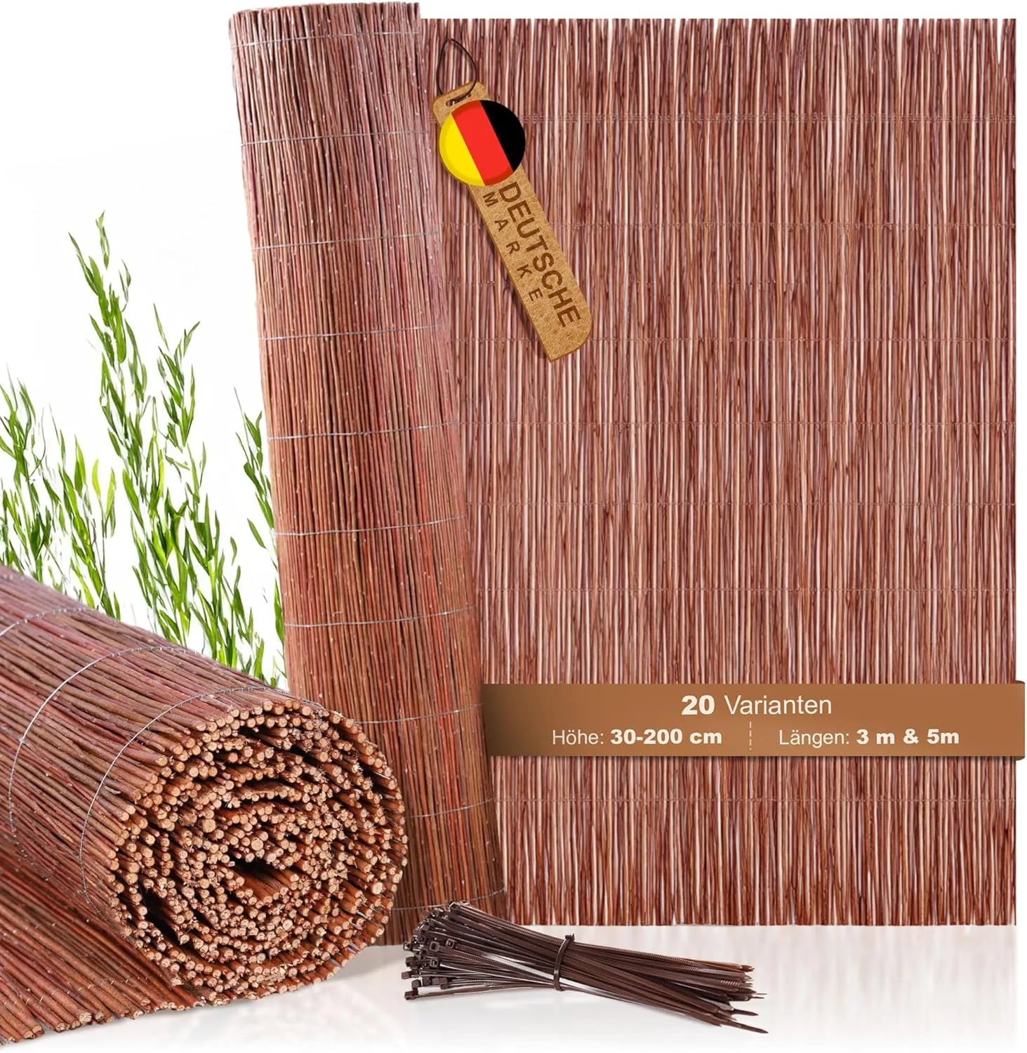 BooGardi Willow Fence Privacy Panel in 18 Sizes, Willow Fencing for Garden, Balcony and Patio, 180 x 300 cm