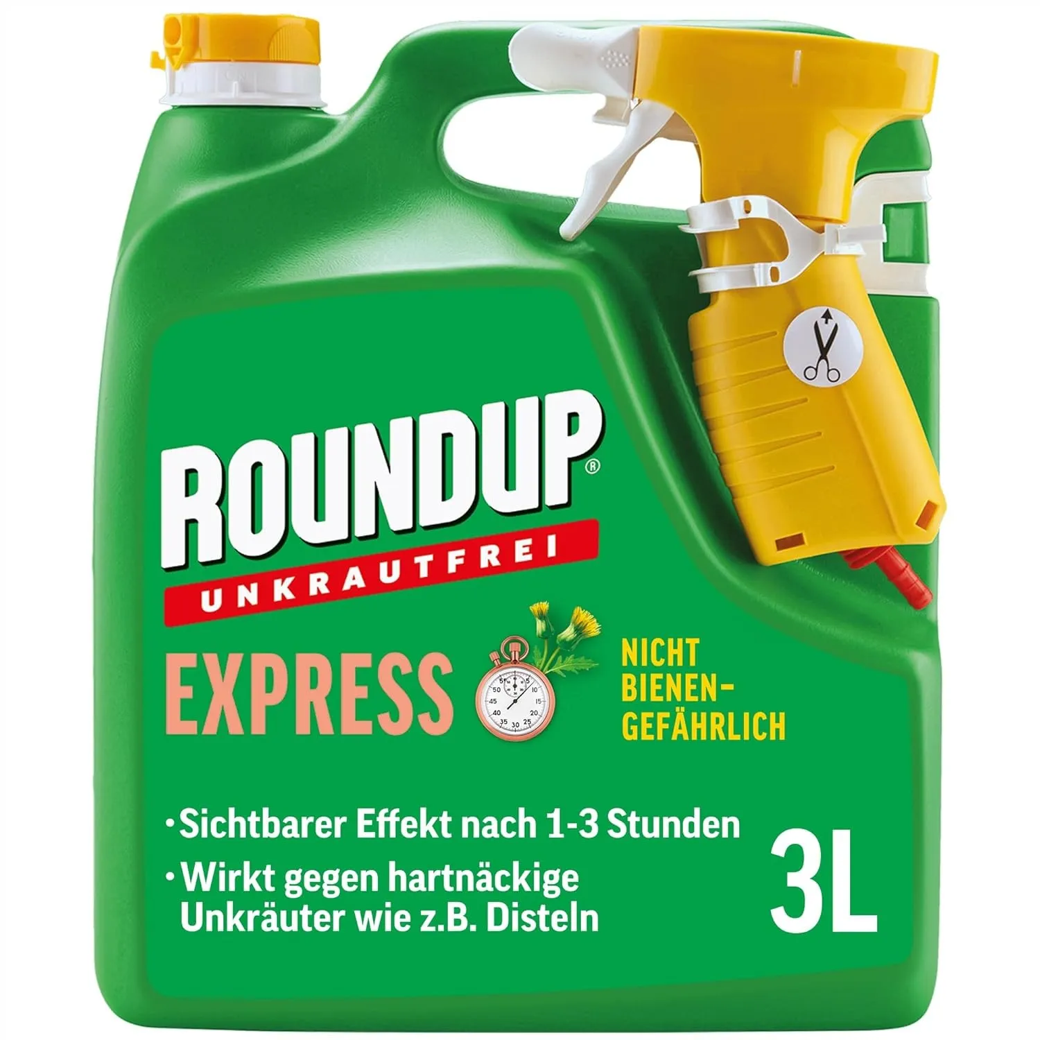 ROUNDUP® Unkrautfrei Express Unkrautvernichter, Sprühsystem 3 L, anwendungsfertig, sofortige Wirkung bis 100 m² volle F…