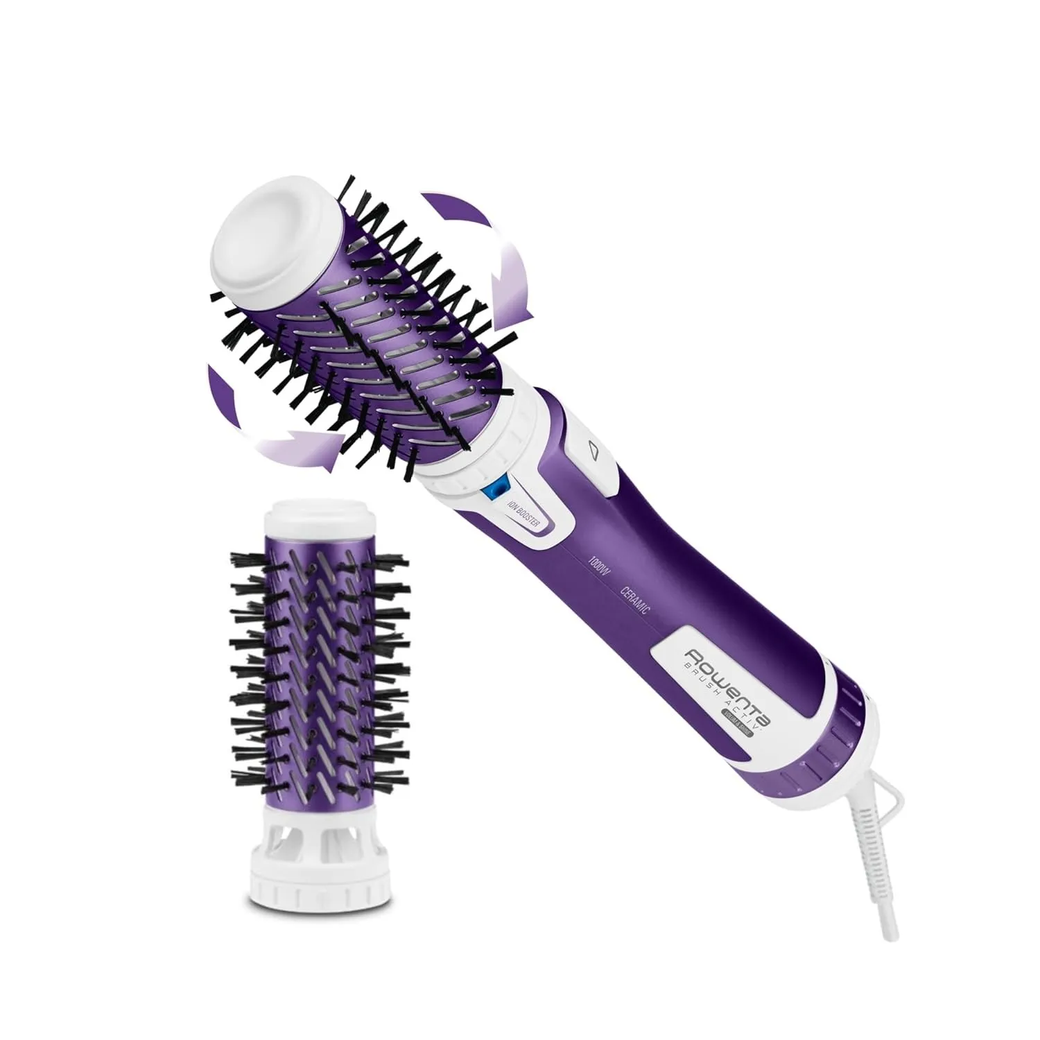 Rowenta Rotierende Warmluftbürste Brush Activ Volume & Shine, Keramikbeschichtung, 2 Bürstenköpfe, mit Schutzhülle, 3 G…