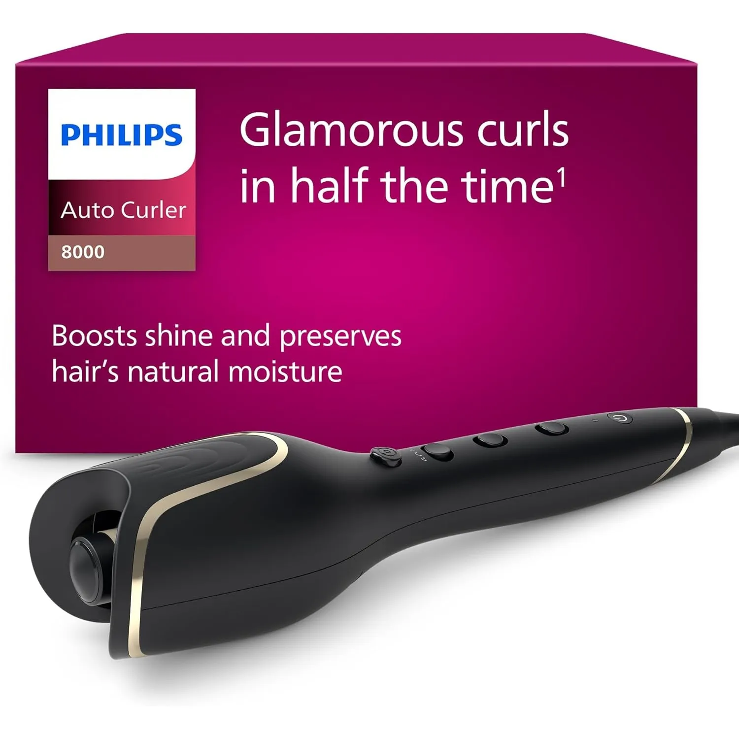 Philips automatischer Lockenstab 8000 Series, Lockenwickler/Curler, 27 verschiedene Stylingoptionen, Schwarz, Modell BH…