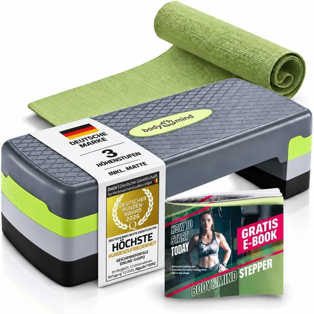Body & Mind® Aerobic Stepper für Zuhause - Steppbrett inkl. Schutzmatte