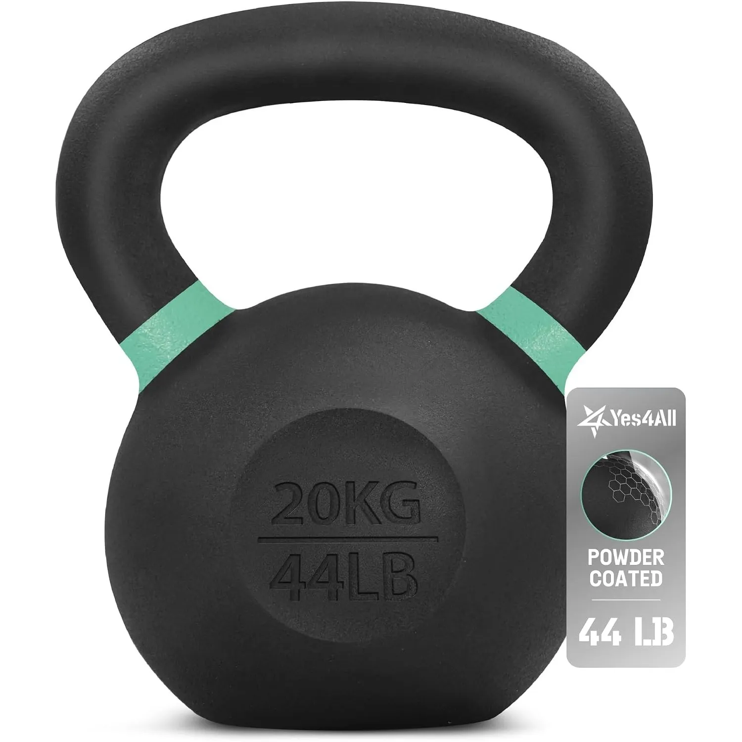 Yes4All 4-32kg Powdercoat Kettlebell aus Gusseisen, Schwunghantel, Kugelgewicht
