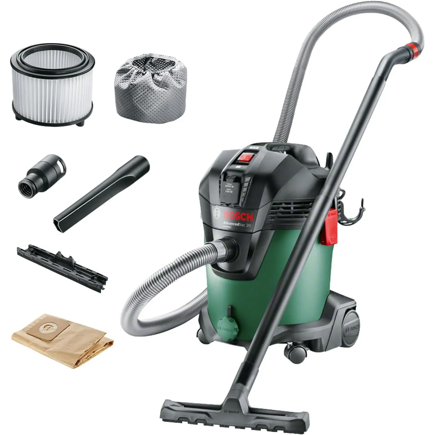 Bosch Nass- und Trocken Staubsauger AdvancedVac 20 (1200 Watt, 20 Liter Behältervolumen, in Karton)