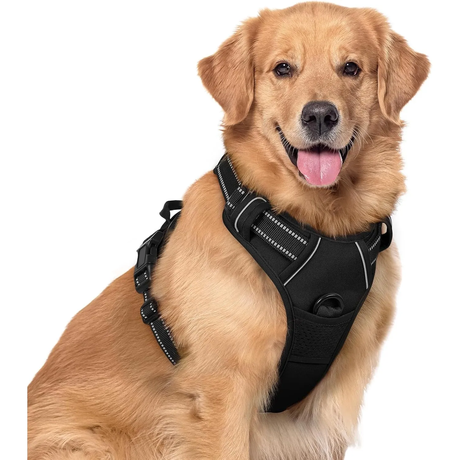 rabbitgoo Hundegeschirr Grosse Hunde Anti Zug mit Griff, XL, Schwarz | No Pull & Individuell Anpassbar, Atmungsaktiv Ge…