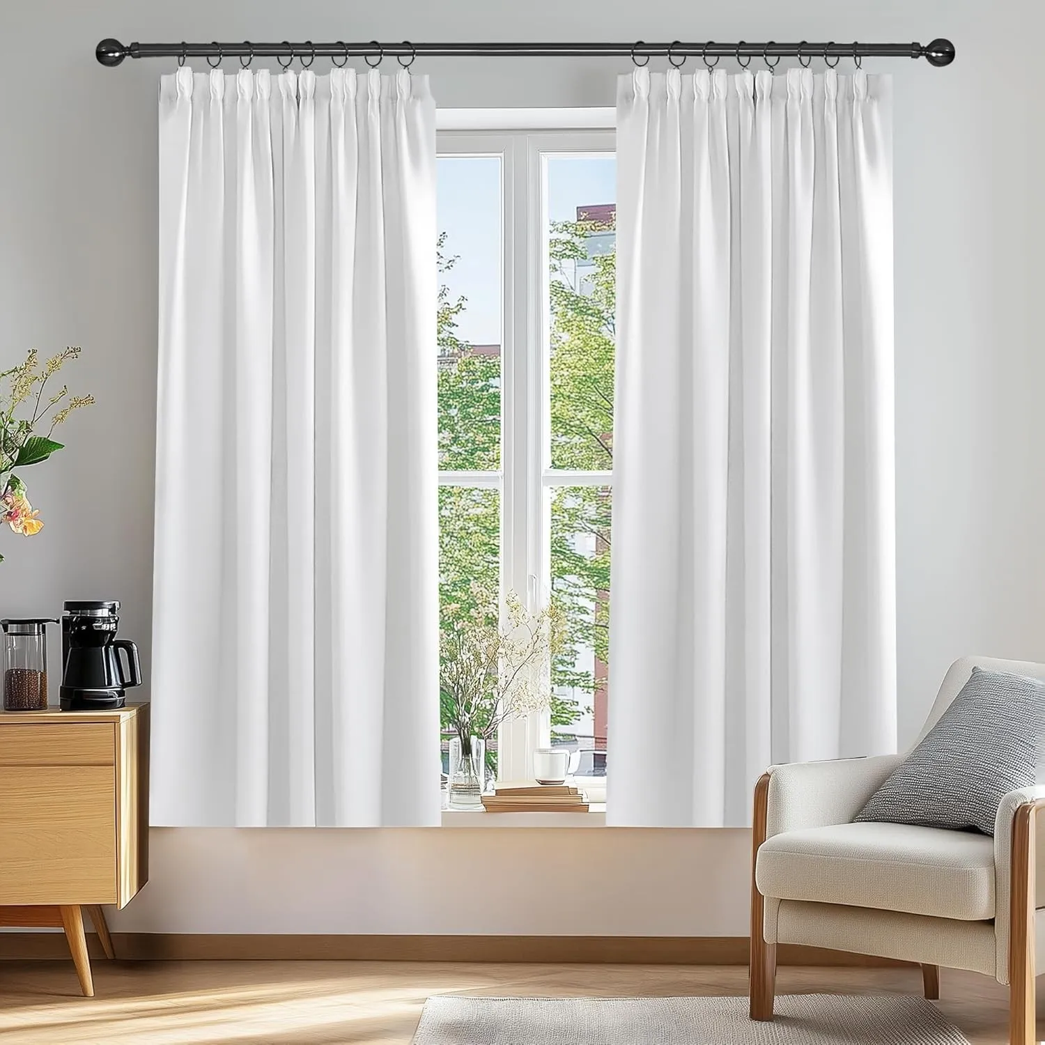 Deconovo Vorhänge Vorhang Blickdicht Kräuselband Verdunkelung Gardine Kälteschutz Kinderzimmer, 138x117 cm(HöhexBreite)…