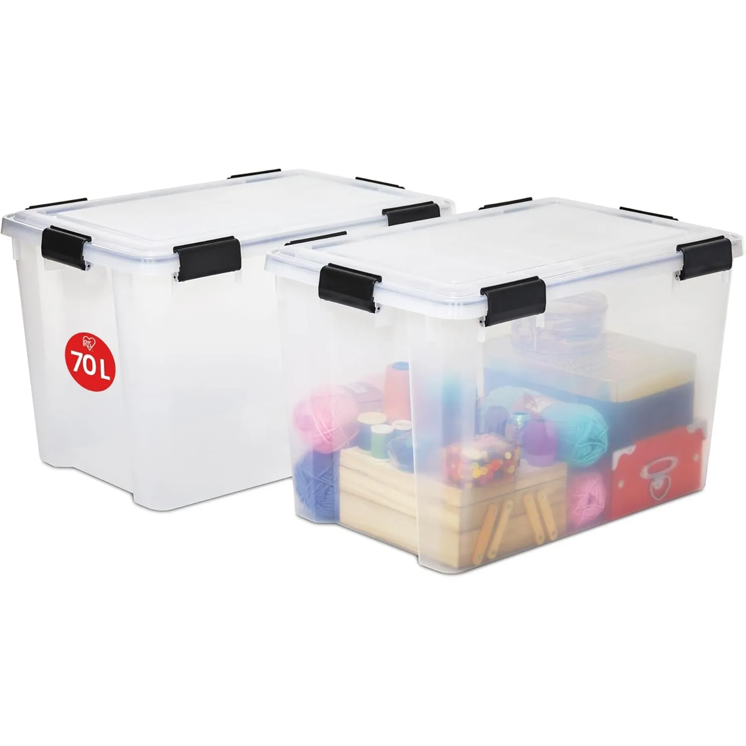 Iris Ohyama Luftdichte Kunststoff-Aufbewahrungsboxen mit Deckel, 70L, 2er-Set, Transparent, Hermetischer wasserdichter …
