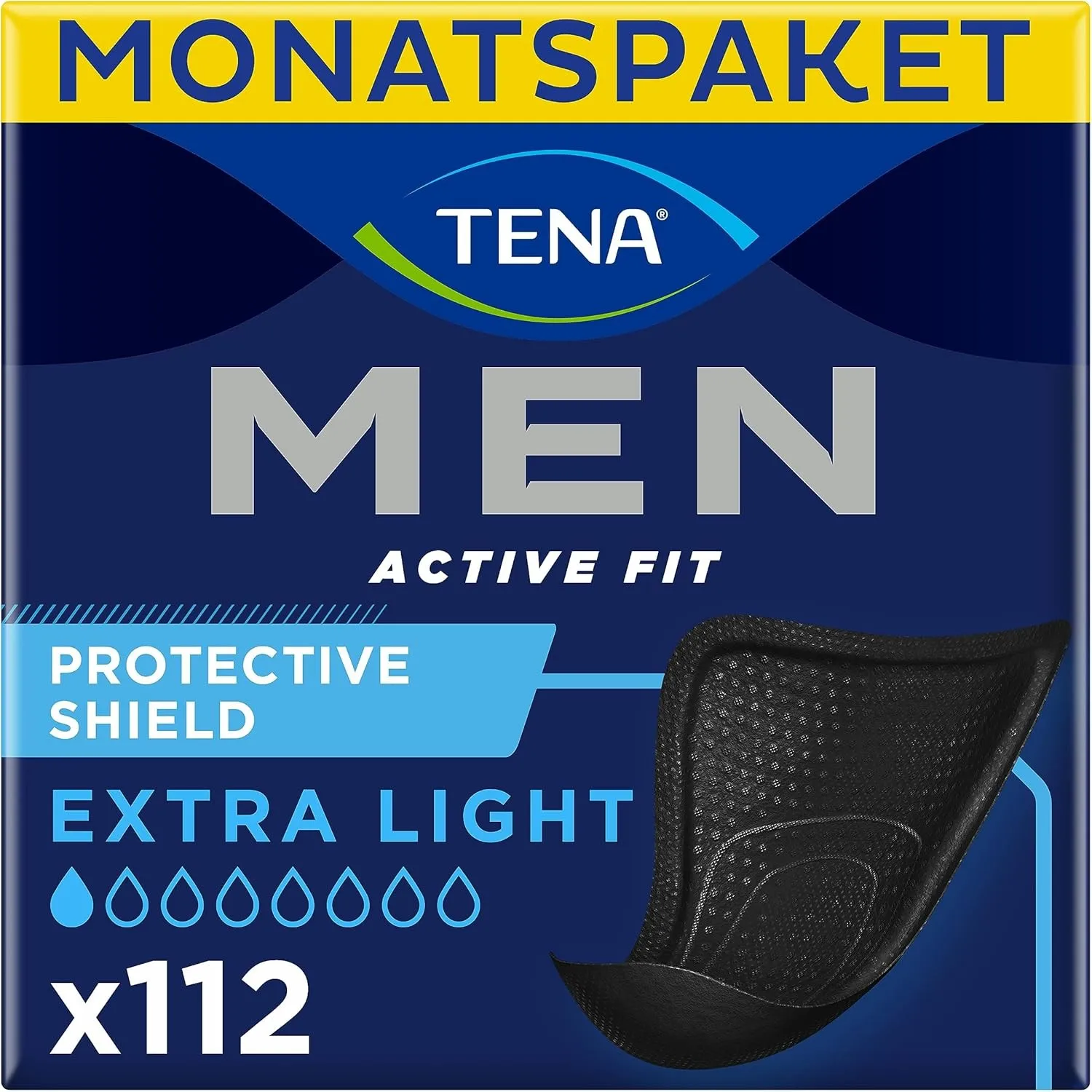 TENA MEN Protective Shield Extra Light - 112 Einlagen im Monatspaket (8 x 14), einzeln verpackt - extra dünne Hygieneei…