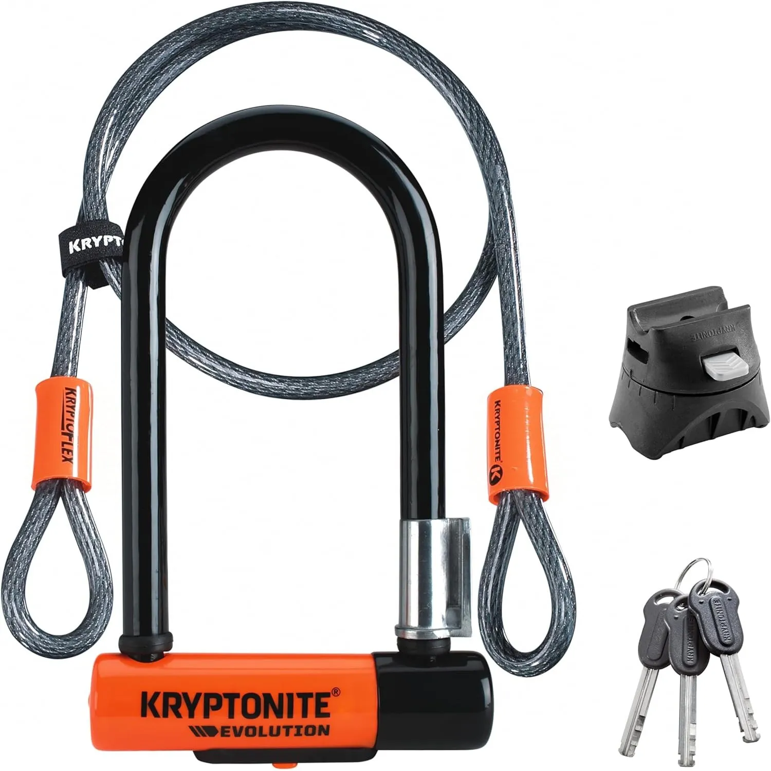 Kryptonite Evolution Mini-7 Bügelschloss aus gehärtetem Stahl mit Vinylbeschichtung, mit flexiblem Kabel und Flexframe-…