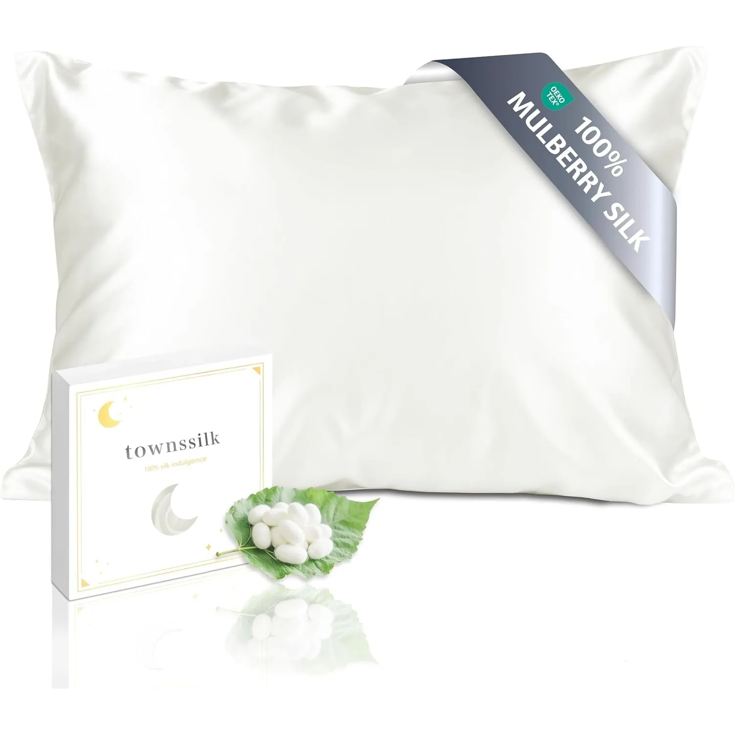 Townssilk 19 Momme 100% Seide Kissenbezug 1 Stück 50x75cm Naturalwhite
