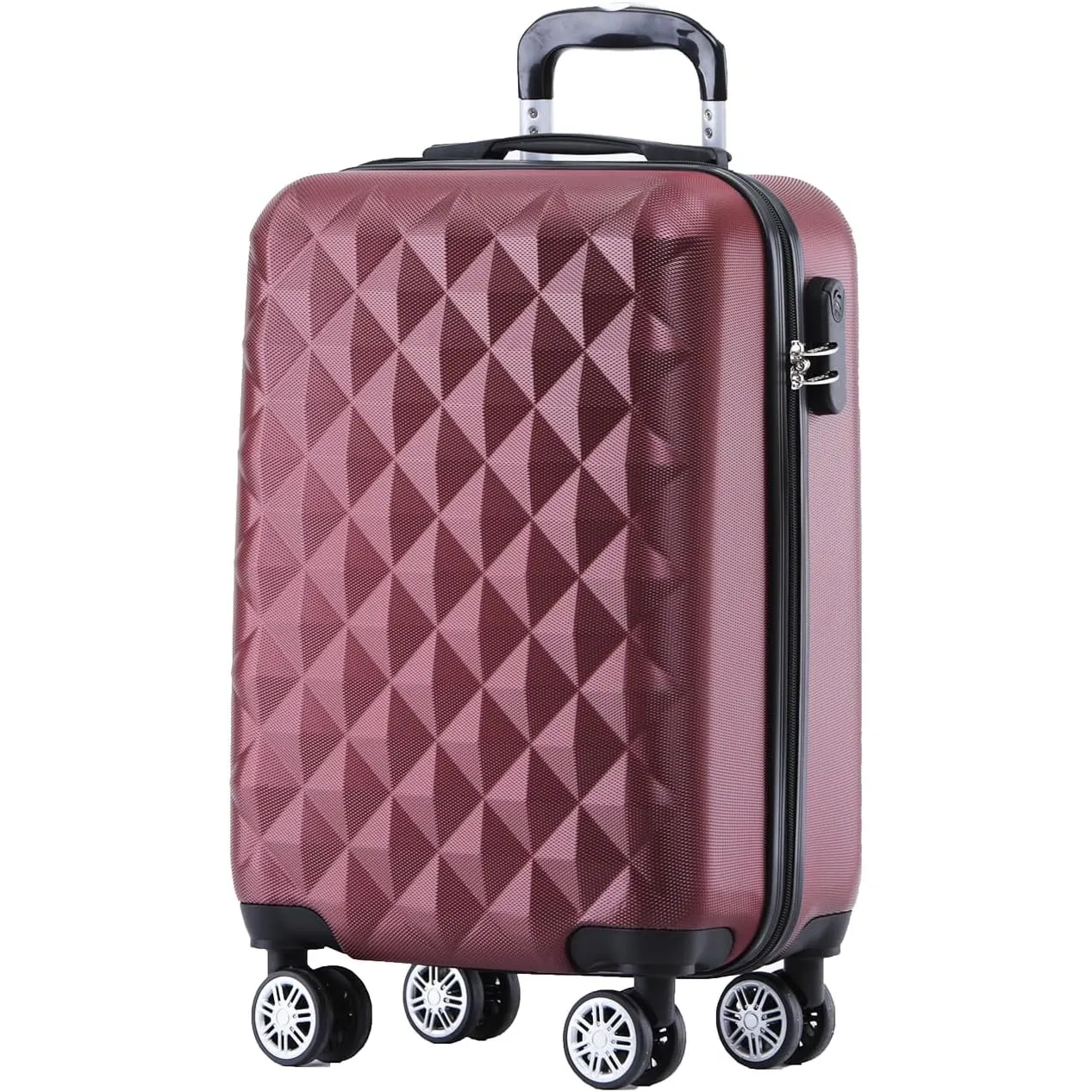 BEIBYE Zwillingsrollen 2066 Hartschale Trolley Koffer Reisekoffer Gepäck M-L-XL-Set (Weinrot, M)