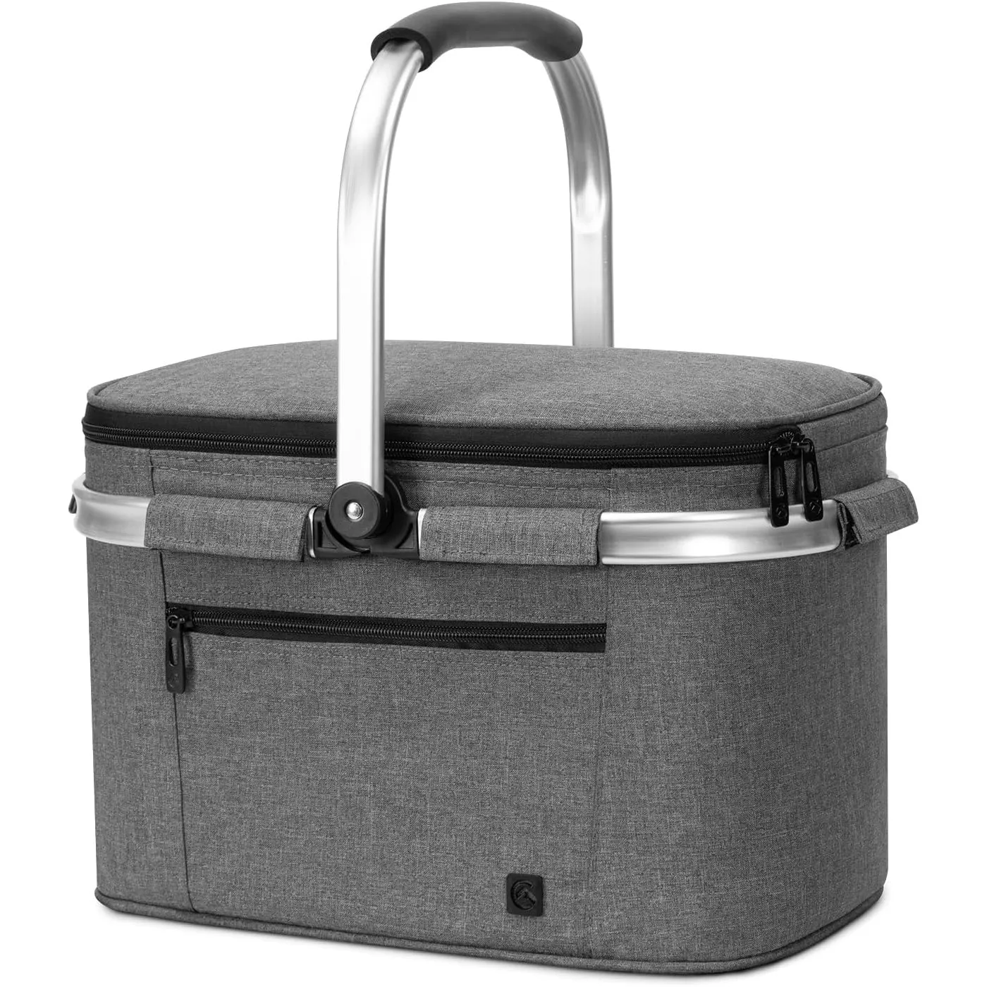 ALLCAMP Faltbar Isoliert Kühltasche - Einkaufskorb Thermo Mit Deckel, Abnehmbarer Picknickkorb 2 Personen, Aluminiumrah…