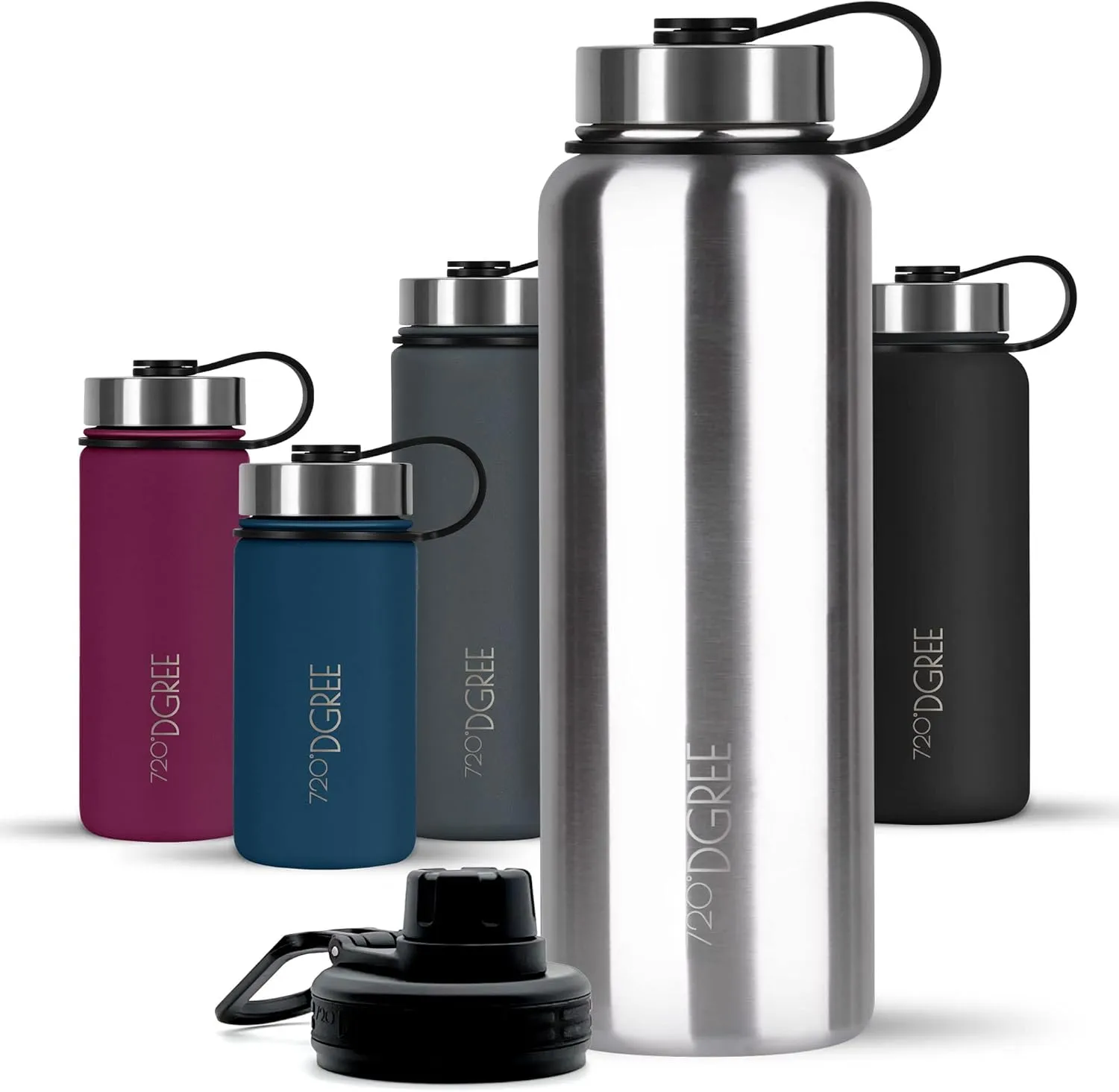 720°DGREE ‘noLimit’ Stainless Steel Drinking Bottle, 410/530/710/950/1200 ml, Leak-Proof for Carbonated Drinks, BPA-Fre…