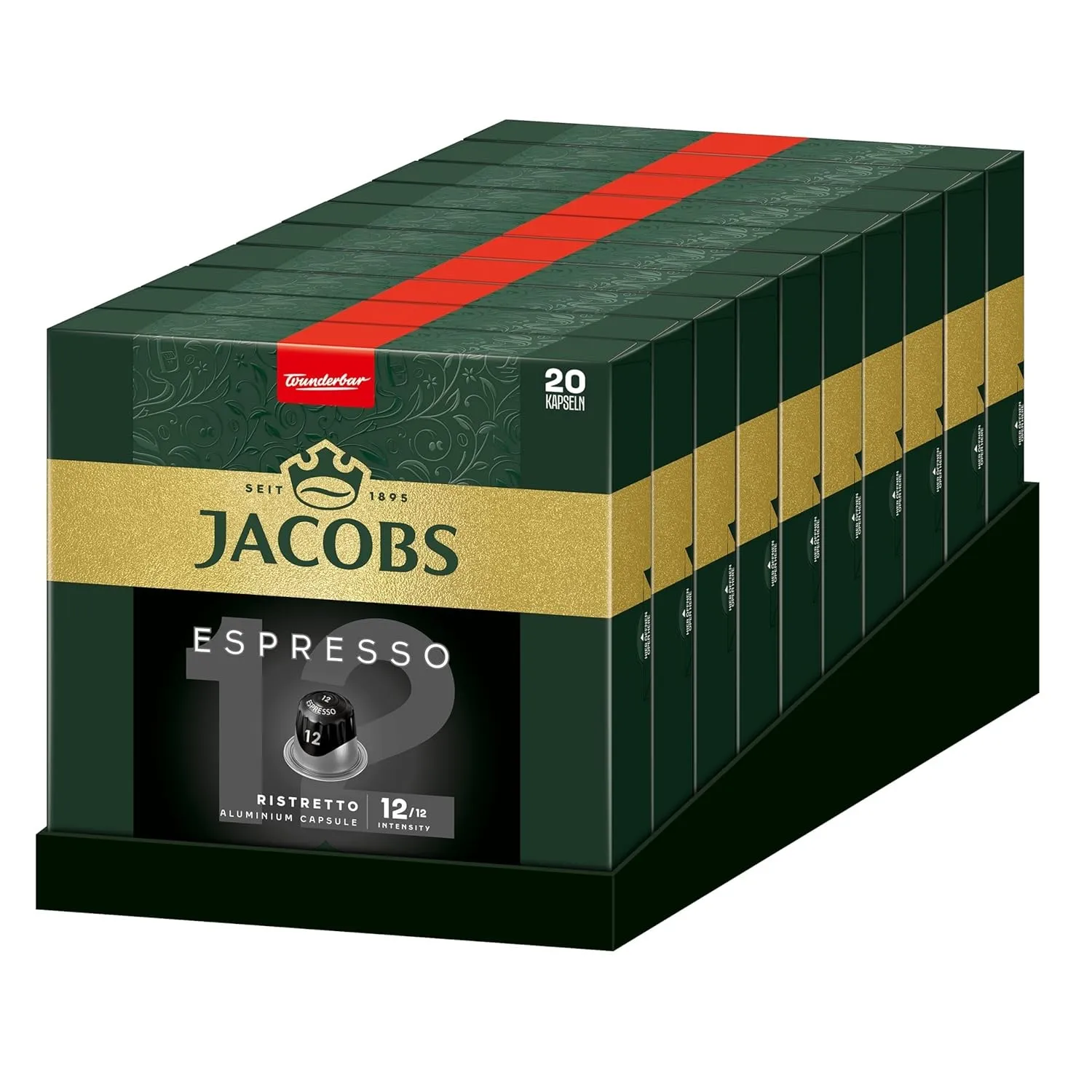 Jacobs Kaffeekapseln Espresso Ristretto, Intensität 12/12, 10 x 20 Getränke, Nespresso* kompatible Kaffee Kapseln, 200 …