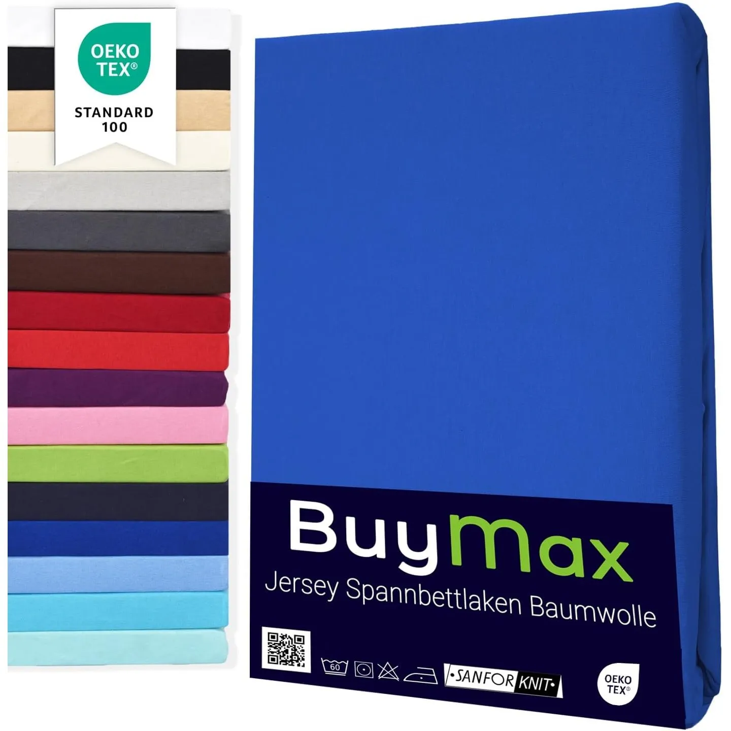 Buymax Spannbettlaken 100x200cm Doppelpack 100% Baumwolle Spannbetttuch Bettlaken Jersey, Matratzenhöhe bis 25 cm, Farb…