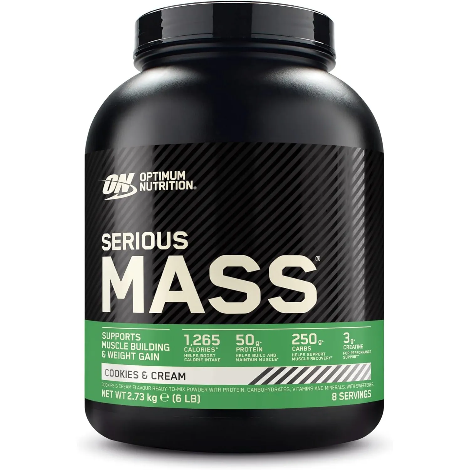 Optimum Nutrition Serious Mass Weight Gainer, Geschmack Cookies and Cream, 2.73kg, 8 Portionen
