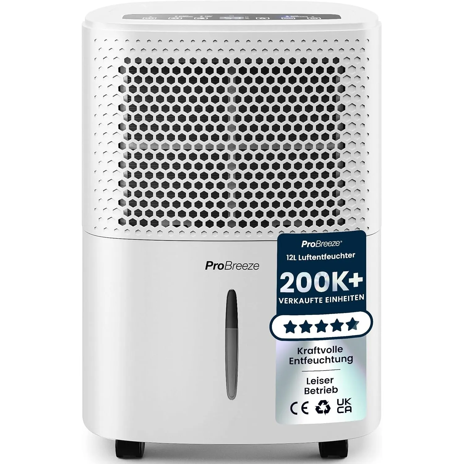 Pro Breeze Luftentfeuchter 12L in 24h Entfeuchtungsleistung - Raumgröße ca. 120m³ (~20 m²) - mit 3 Betriebsarten, Digit…