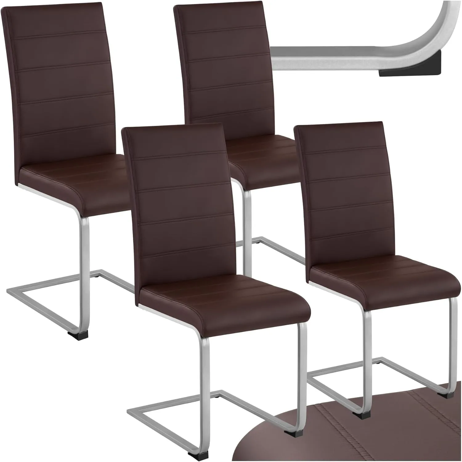 tectake® 4er Set Esszimmerstühle, Freischwinger Küchenstuhl mit Rückenlehne, Stühle für Esszimmer, Küchenstühle modern,…
