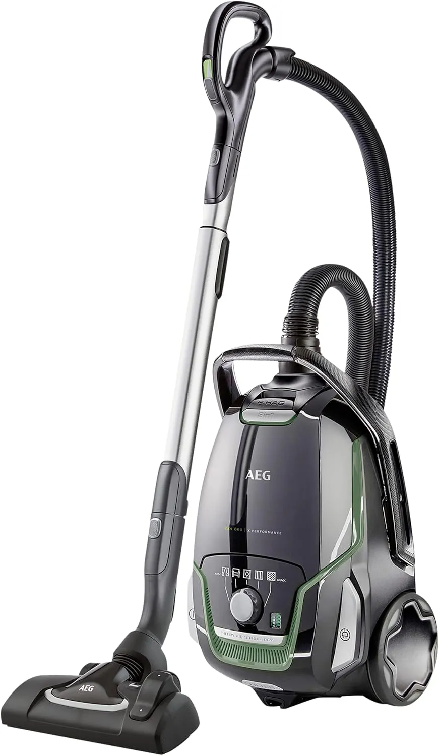 AEG Staubsauger mit Beutel, 70% Recyclingmaterial, inkl. Zusatzdüsen, 12 m, 700 Watt, nur 65 dB(A), 5 l Staubbeutelvolu…