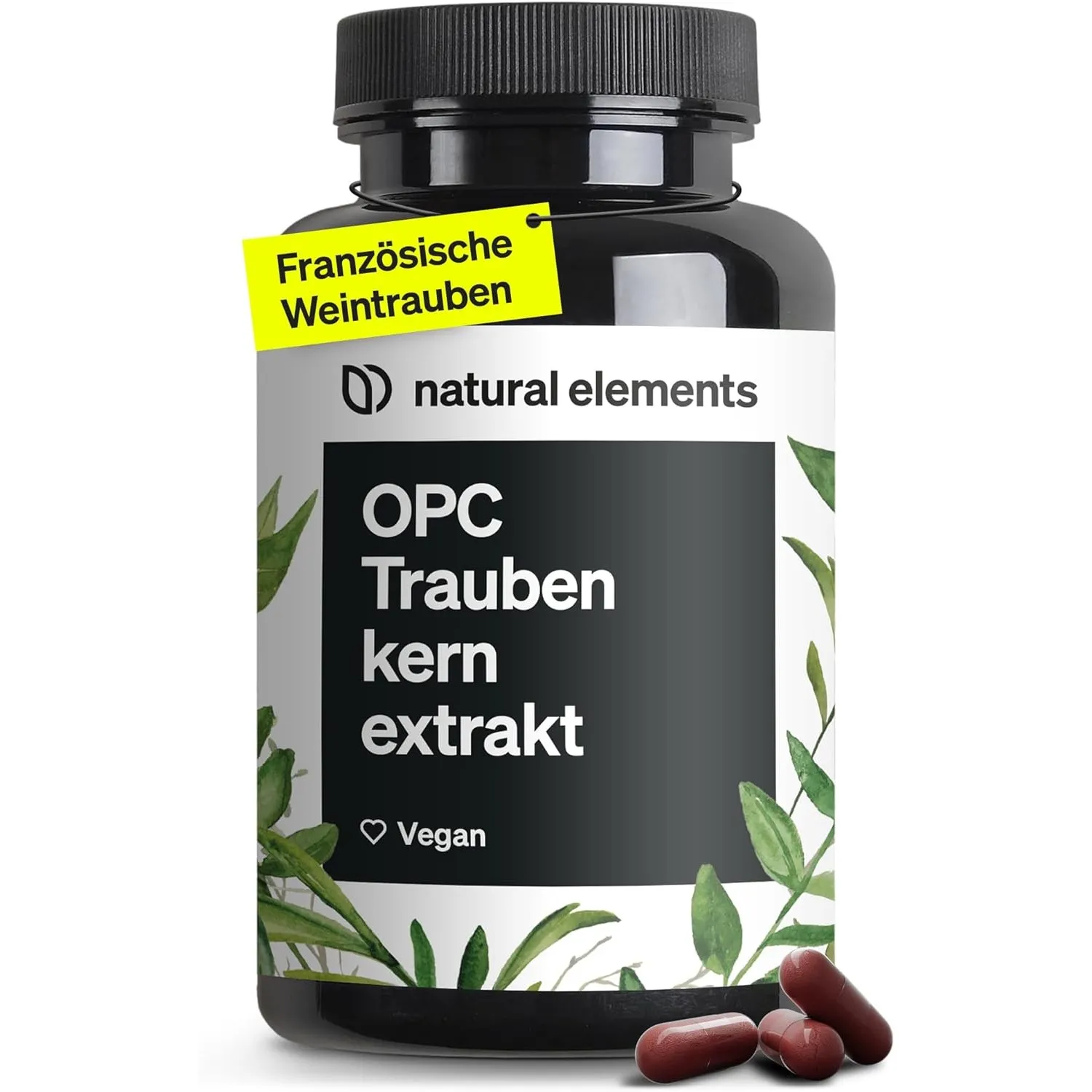 natural elements OPC Traubenkernextrakt - 240 hochdosierte Kapseln für 8 Monate - Reines OPC aus europäischen Weintraub…