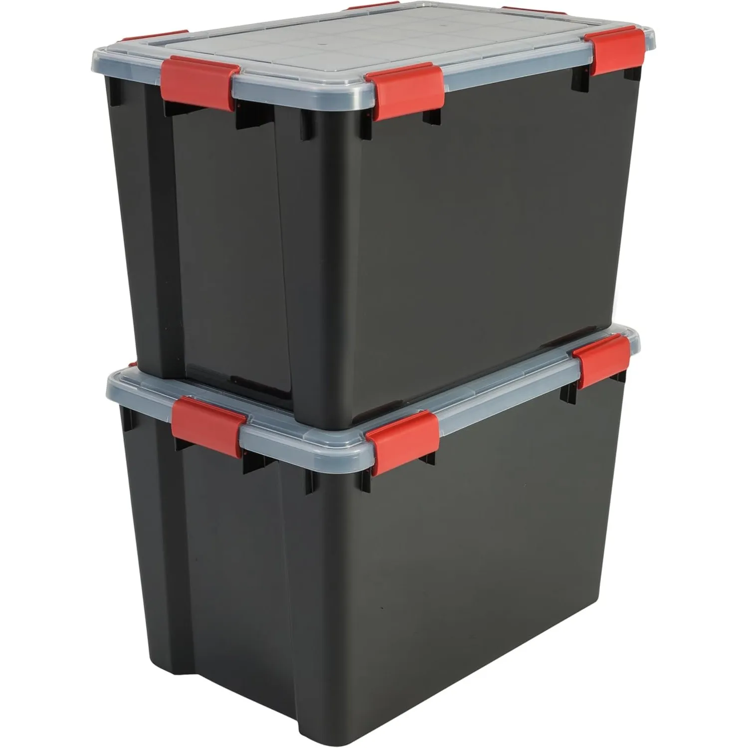 Iris Ohyama Luftdichte Kunststoff-Aufbewahrungsboxen mit Deckel, 70L, 2er-Set, Schwarz, Hermetischer wasserdichter Vers…