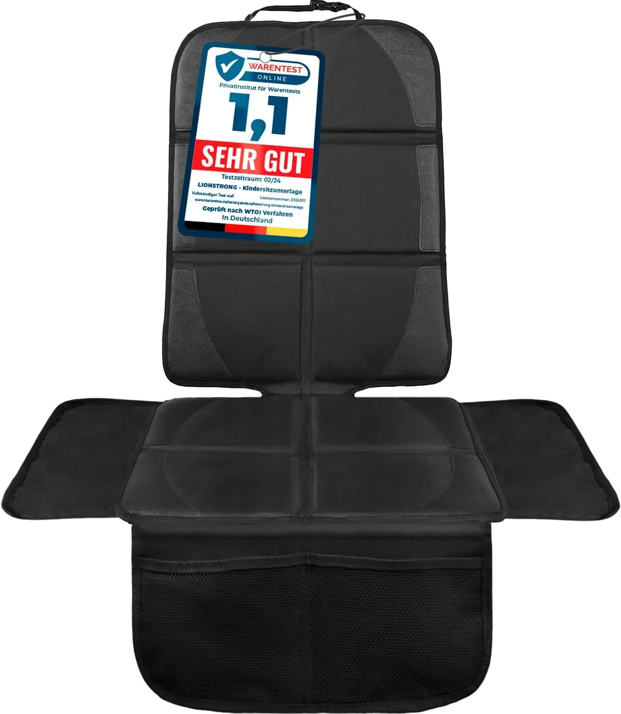 LIONSTRONG® Kindersitzunterlage Autositzschoner [ISOFIX GEEIGNET] - wasserabweisender Polyester Stoff schwarz - Sitzsch…