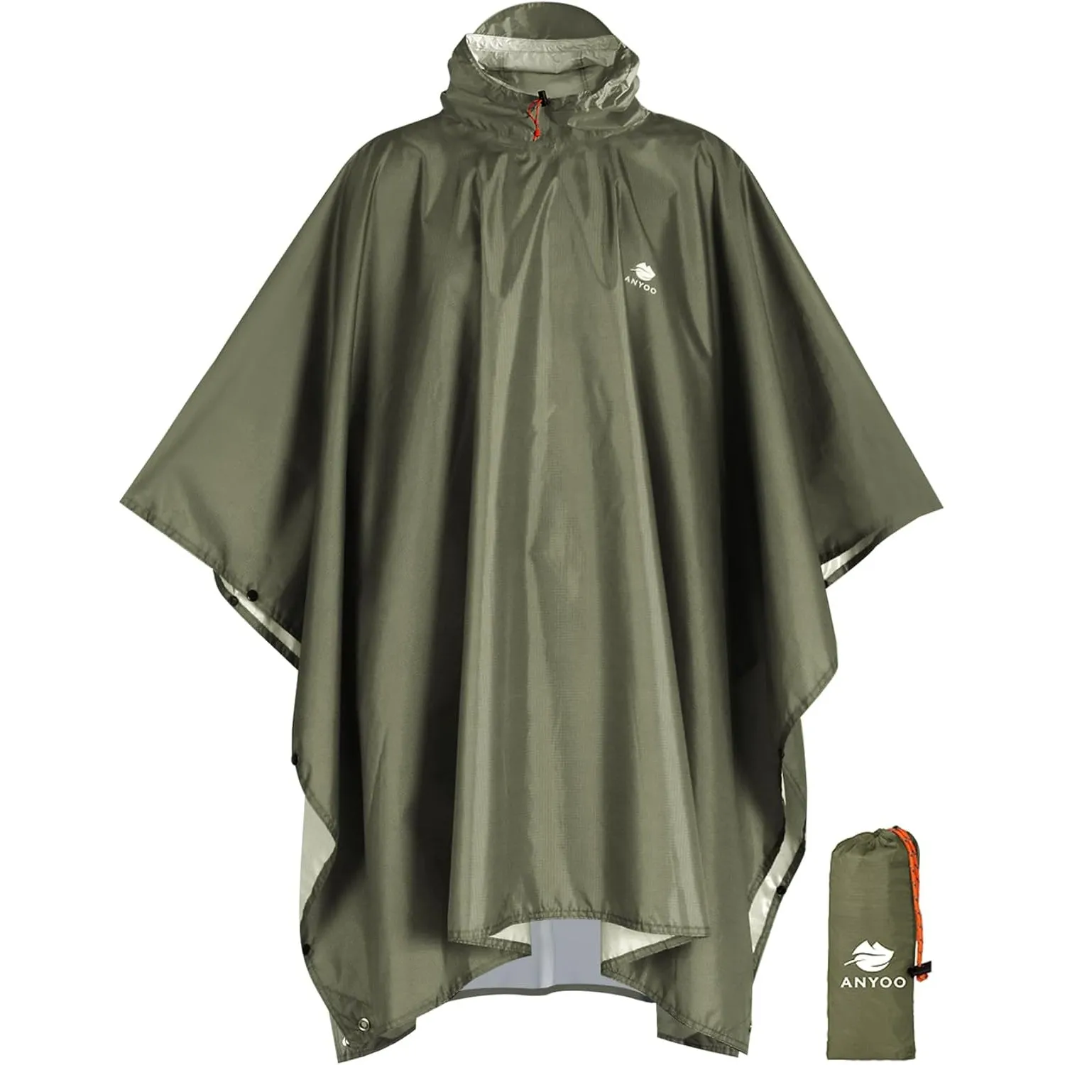 ANYOO Wasserdichter Regenponcho Leicht Wiederverwendbar Unisex Vielseitig | Ripstop, Atmungsaktiv, Faltbare, Kompakt, m…