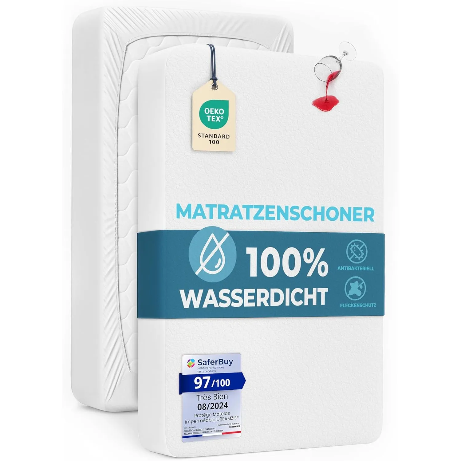 Dreamzie - Matratzenschoner 180x200 - Wasserdicht - Baumwolle | Oeko-Tex Zertifiziert · Matratzenschutz Weich · Atmungs…