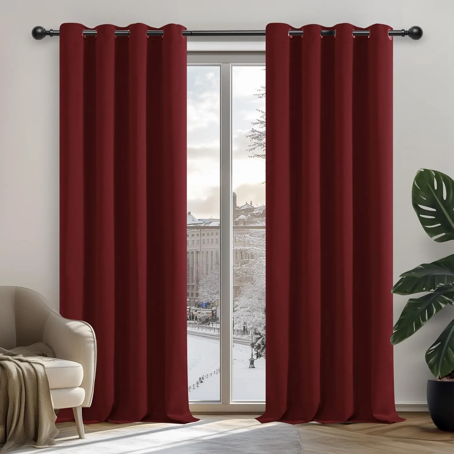 Deconovo Gardinen Verdunkelungsvorhang Ösen Gardine gegen Kälte Wohnzimmer Warm Vorhang Blickdicht, 160x132 cm(HöhexBre…
