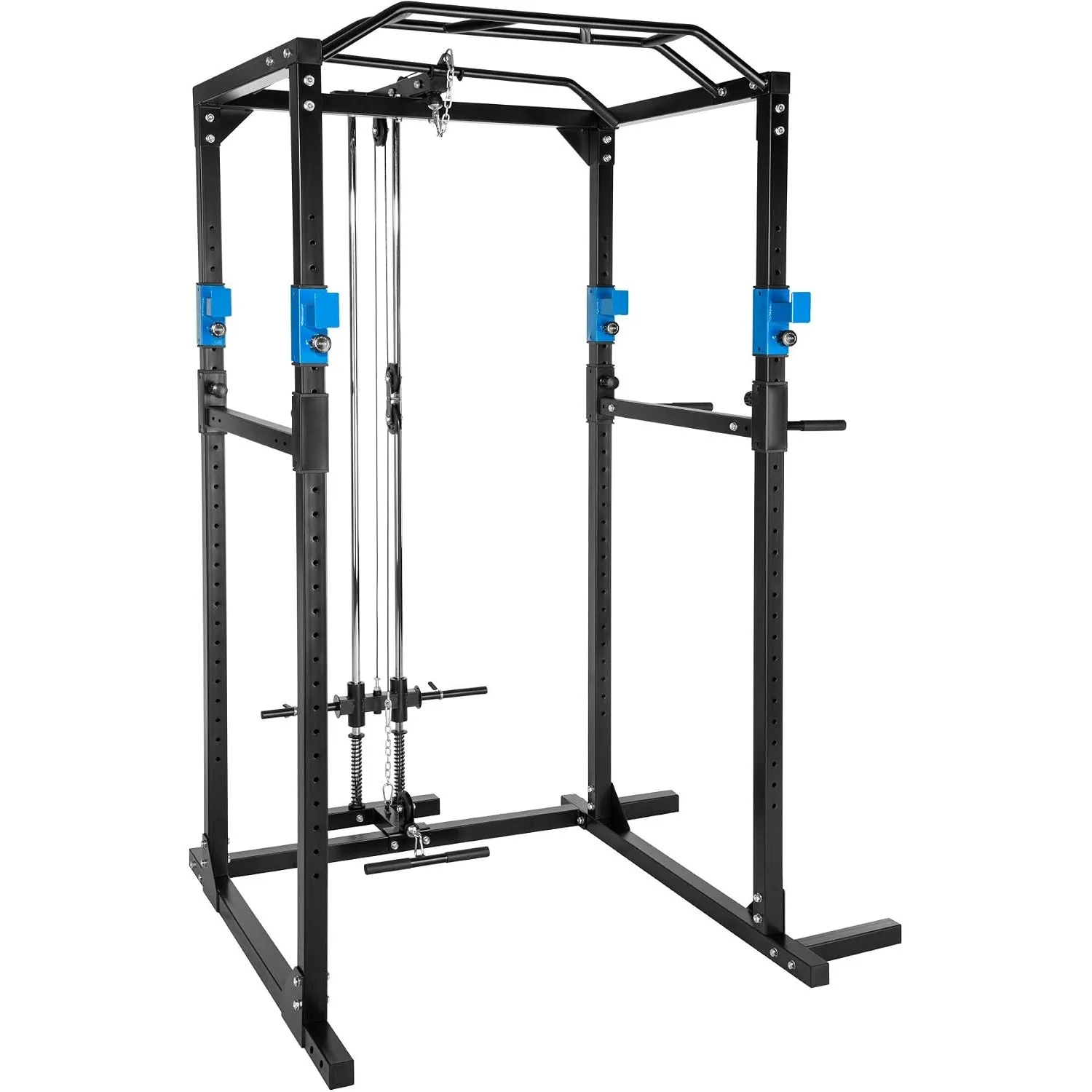 tectake Kraftstation Fitnessstation Power Rack Power Cage | Klimmzug-Doppelstange | Robuster Rahmen aus Stahlrohr Model…