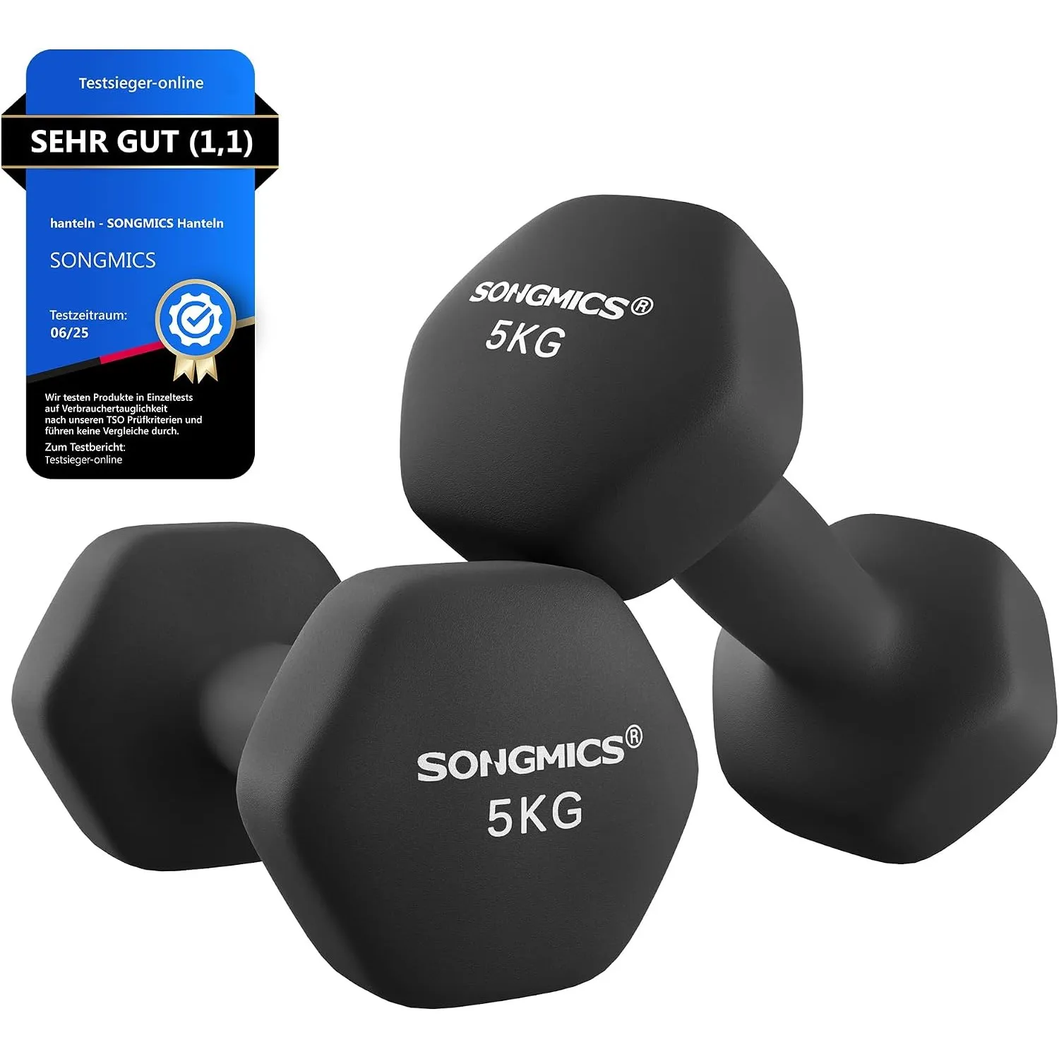 SONGMICS Kurzhanteln 2er Set Hanteln Hexagon Neopren Beschichtung Krafttraining Workout Fitness Training Zuhause