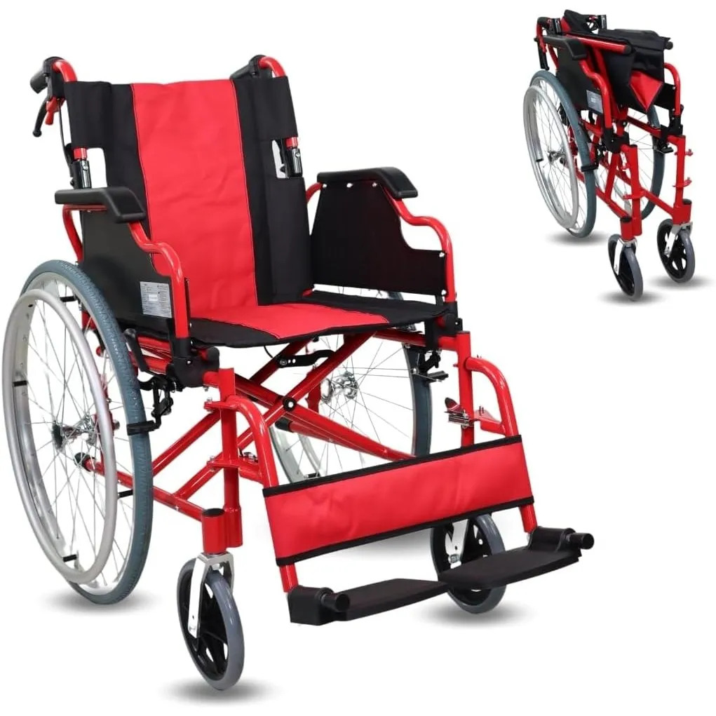 Mobiclinic®, Faltrollstuhl, Doppelbremssystem, 44 cm Sitzfläche, Klappbare und Abnehmbare Fußstützen, Armlehnen, Alumin…