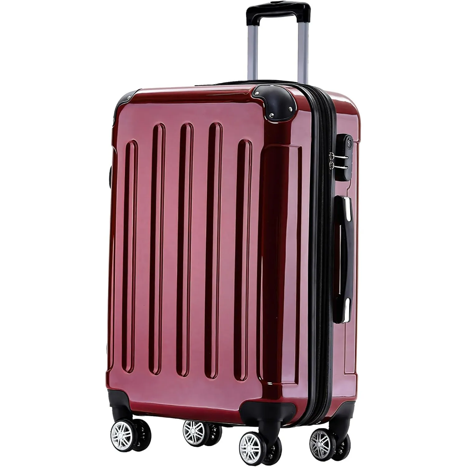 BEIBYE Zwillingsrollen 2048 Hartschale Trolley Koffer Reisekoffer Taschen Gepäck in M-L-XL-Set (Rot, M)