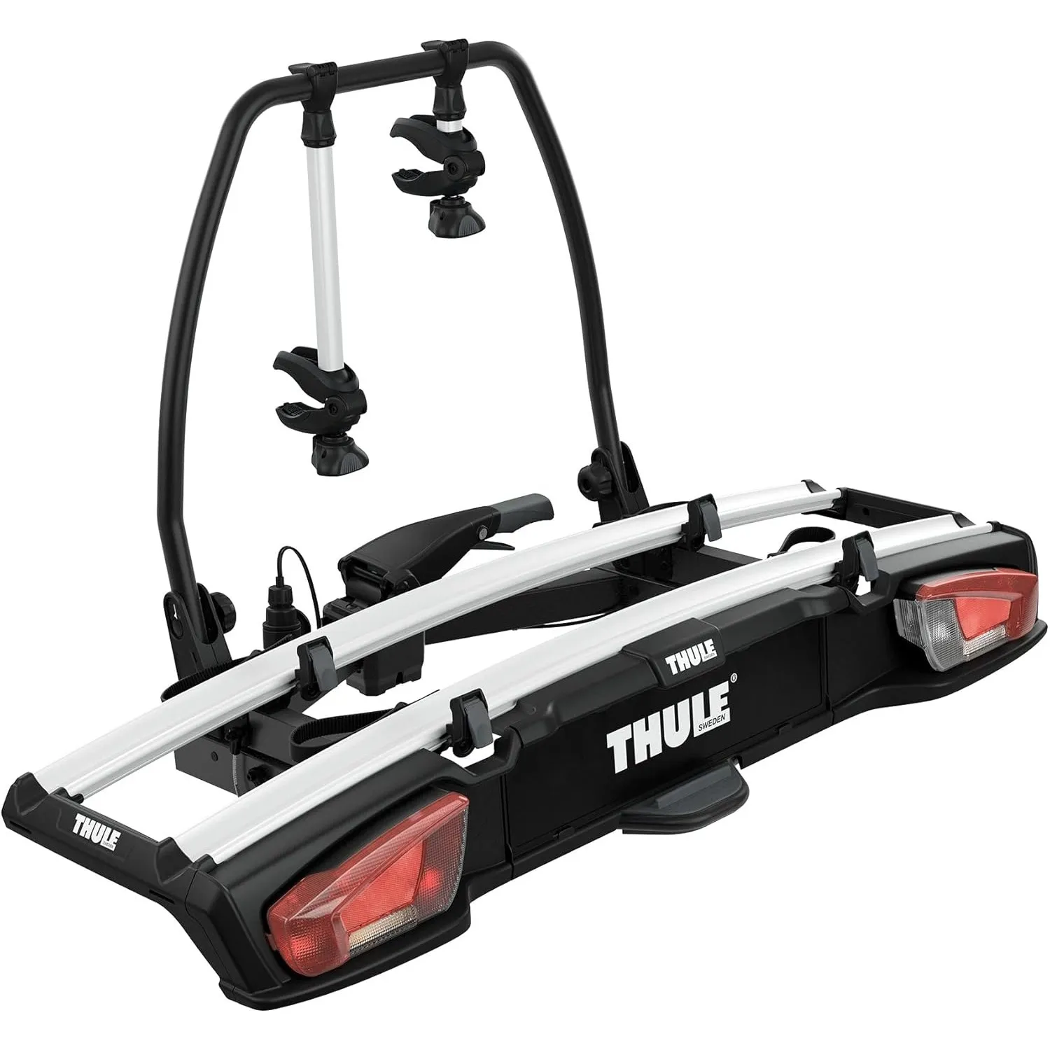 Thule VeloSpace XT Fahrradträger, Fahrradträger Anhängerkupplung Black/Aluminum, 2(3) Bikes