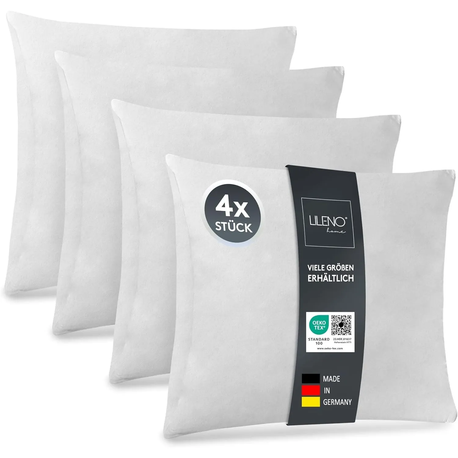 LILENO HOME Kissenfüllung 40x40 (4er Set) | Pralle Füllung für Couchkissen & Dekokissen 40x40 | Wolkenweiches Sofa Pill…
