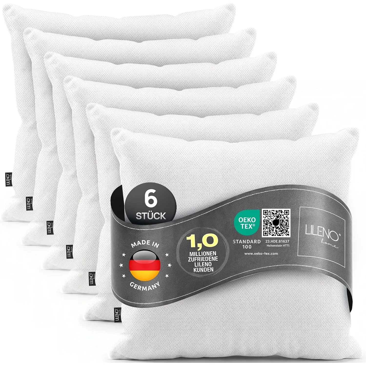 LILENO HOME 6er Set Kissenfüllung 50x50 cm - 40°C waschbares Innenkissen