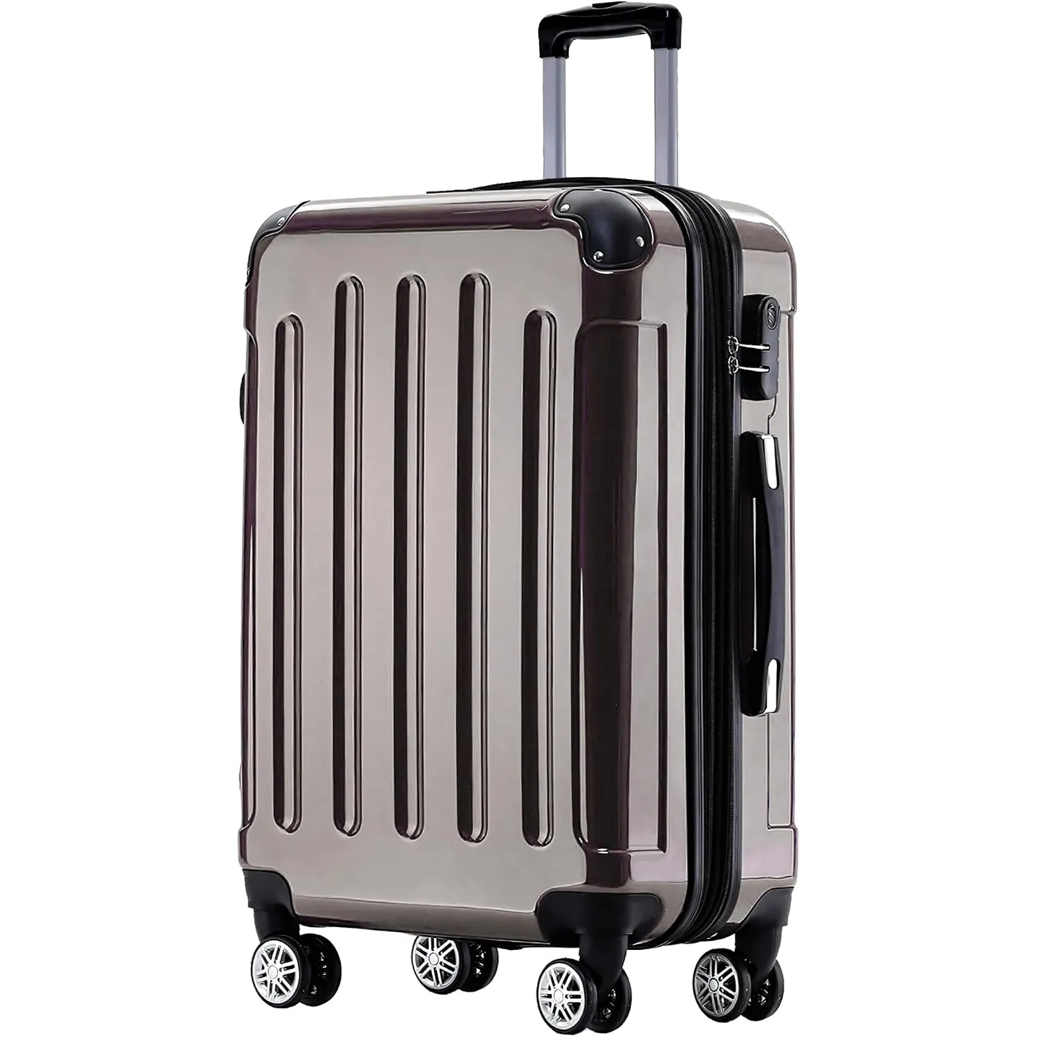 BEIBYE Zwillingsrollen 2048 Hartschale Trolley Koffer Reisekoffer Taschen Gepäck in M-L-XL-Set (Coffee, L)