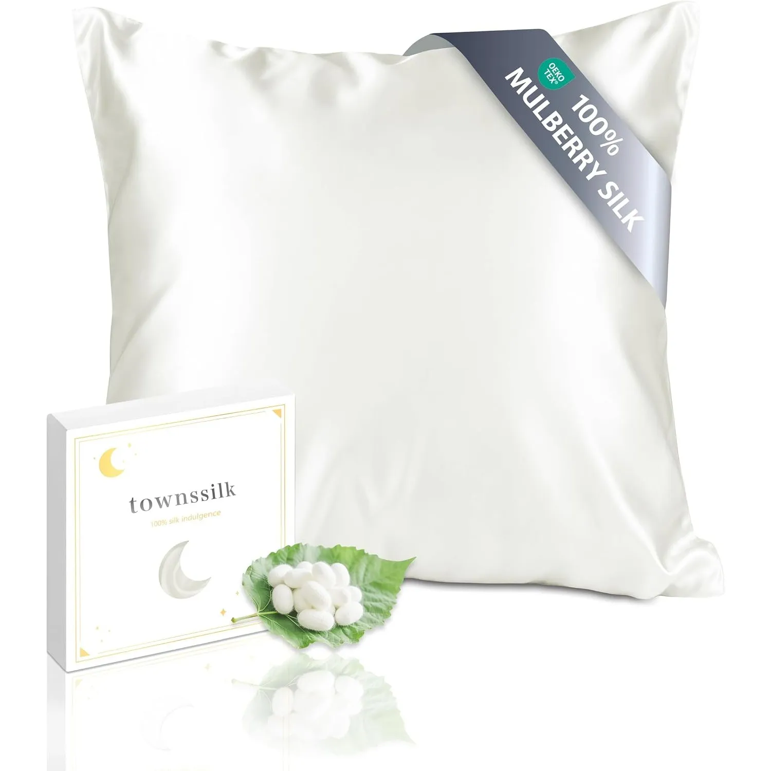 townssilk Seidenkissenbezug 80x80cm – 100% Maulbeerseide, 19mm, beidseitig Seide, Oeko-TEX Zertifiziert, Güteklasse 6A,…
