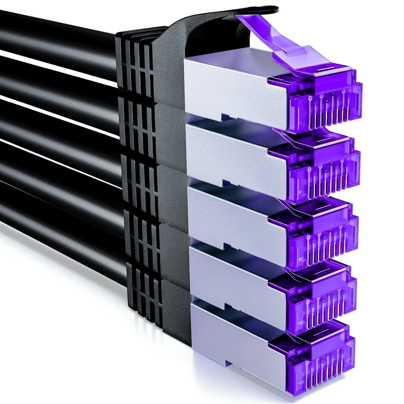 deleyCON 1m CAT7 Netzwerkkabel RJ45 10 Gigabit, 5 Stück - Schwarz