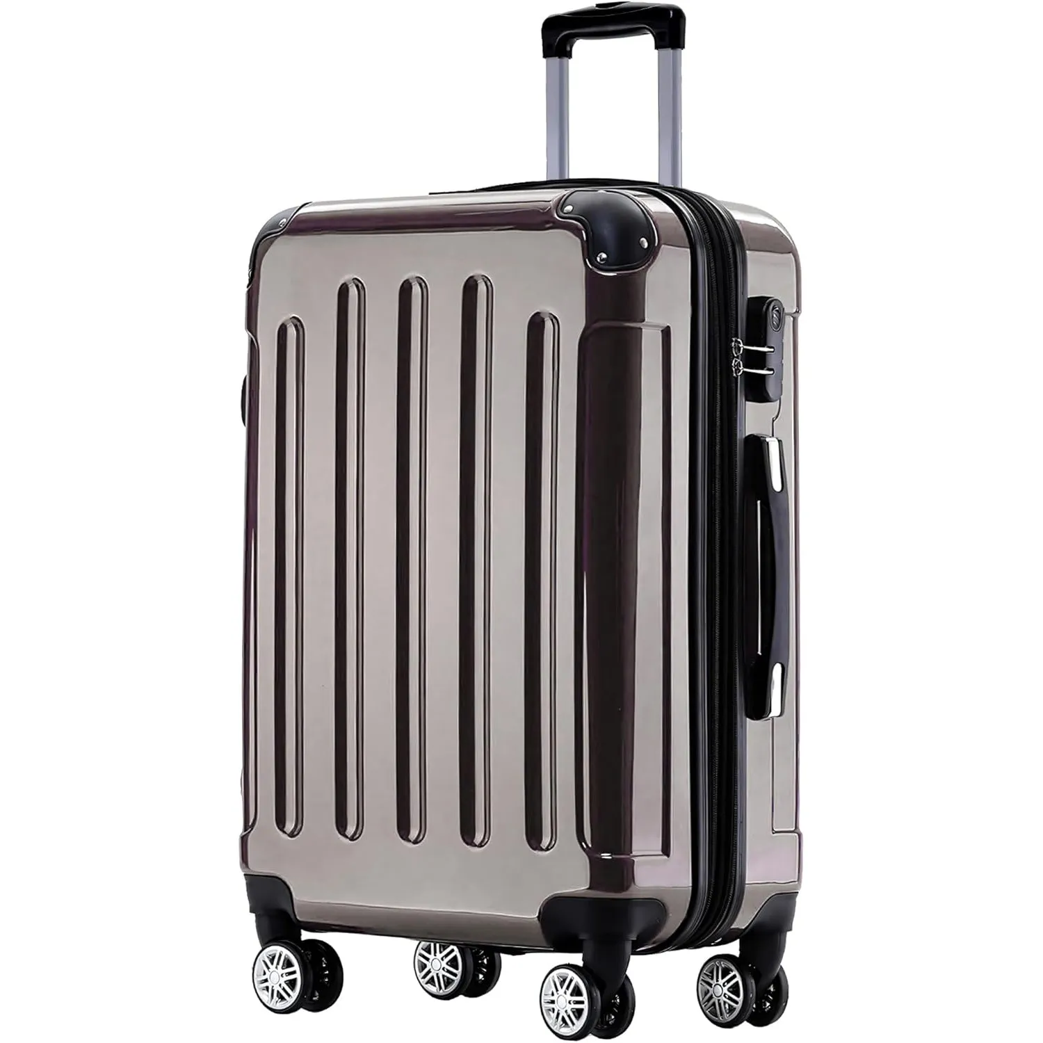 BEIBYE Hartschalen Koffer Trolley Rollkoffer Reisekoffer 4 Zwillingsrollen Polycabonat (Coffee, 66cm - 70L)