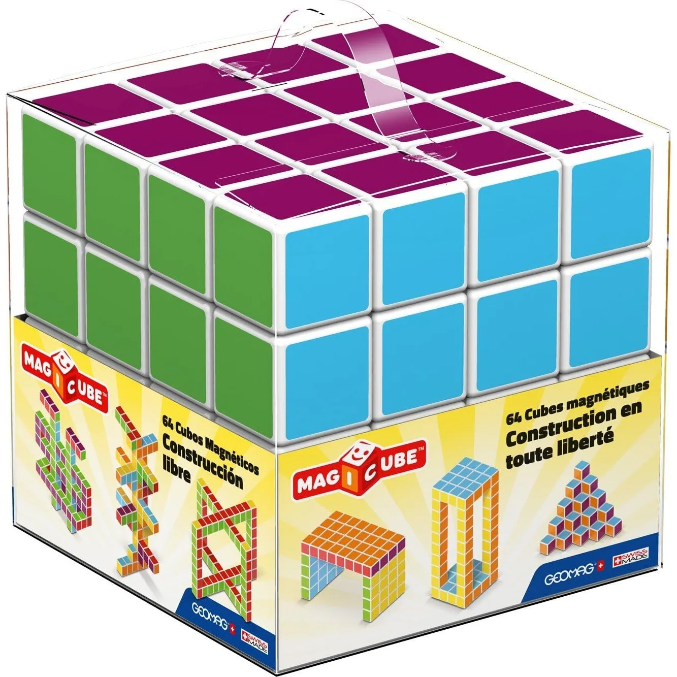 GEOMAG - Magicube 64 Magnetwürfel, Magnetische Bausteine für Kinder, Magnetbausteine 6 Farben, Montessori Spielzeug ab …